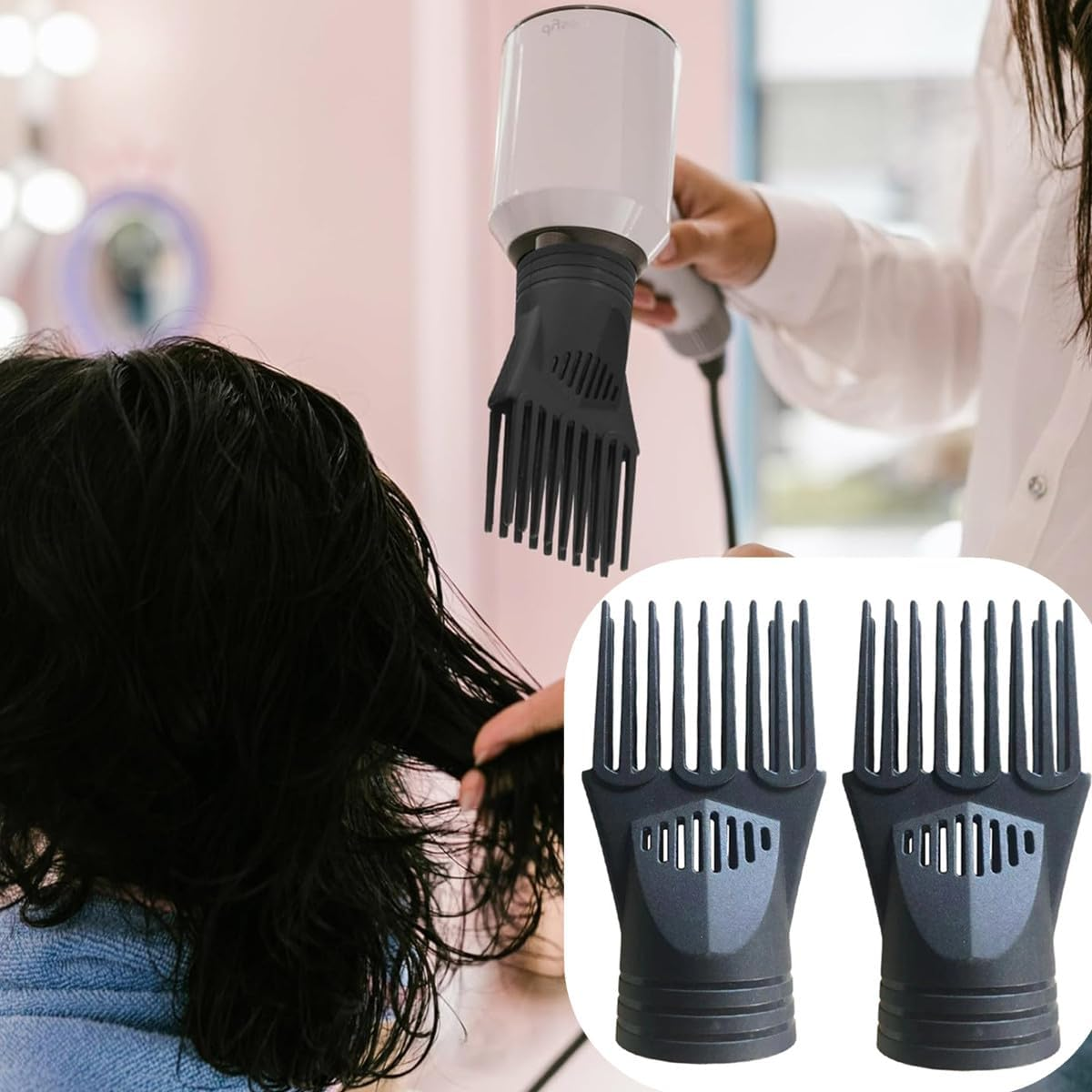 2 Pcs Hair Dryer Comb Accessories, Hair Dryer Cover,Hairdressing Salon Nozzle, Universal Plastic Blow Cover Comb Attachment for Straightening Detangling and Barber Salon image number 5