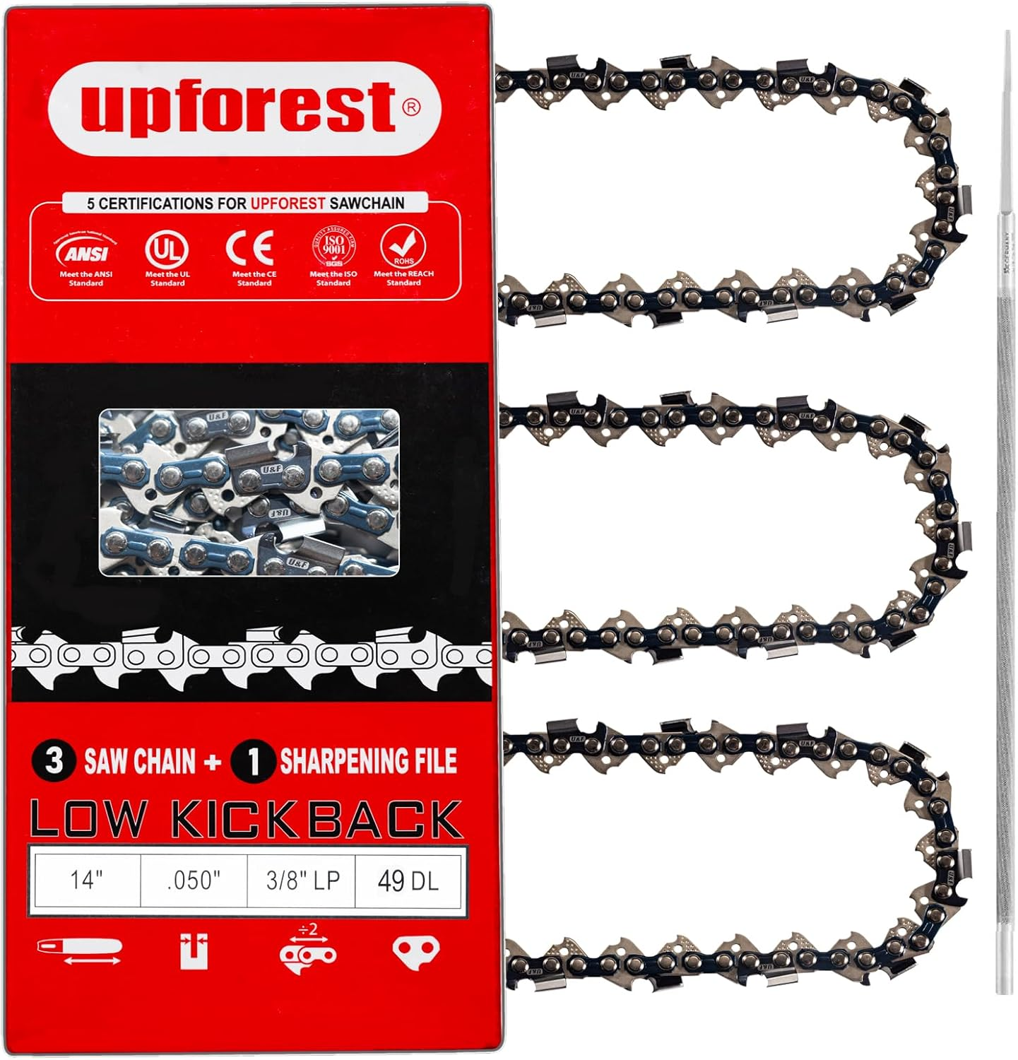 14 Inch Chainsaw Chain for Craftsman 41554, 41556, 41558, Poulan PLN1415, PLN1514, and More Replaces Part Numbers : 966051501, S49, 91VXL049G, 91PX049G (91MOPX49)