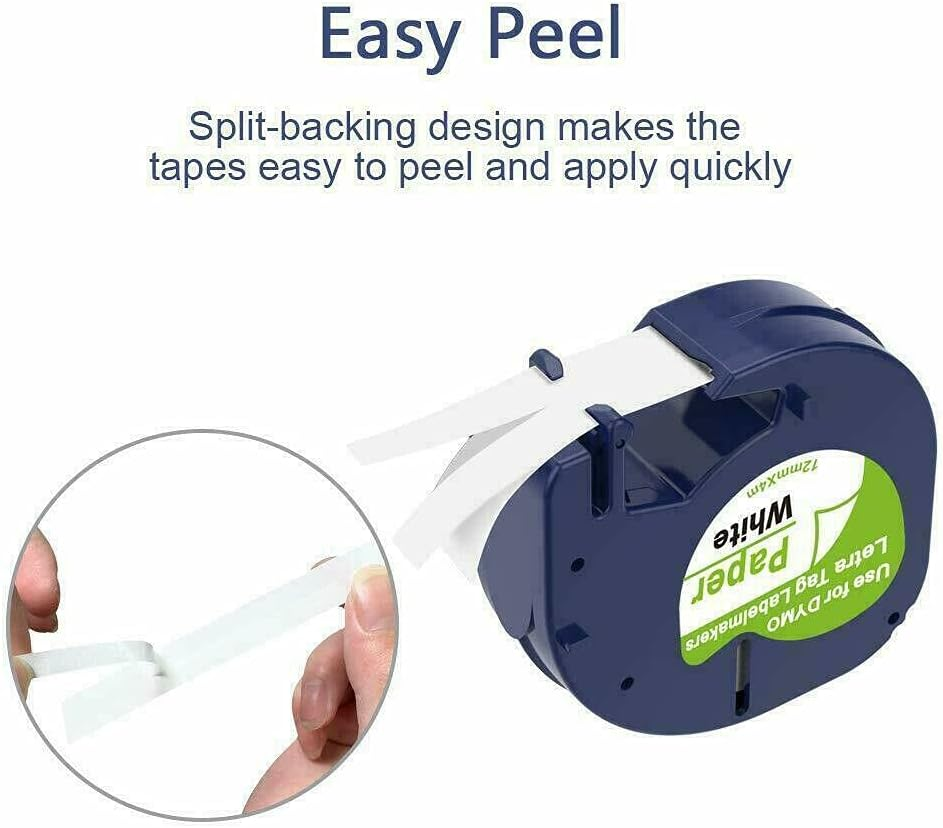 10PCS Compatible Dymo Letratag Refills 91331 Plastic Label Tape LT-100H 12Mm X 4M