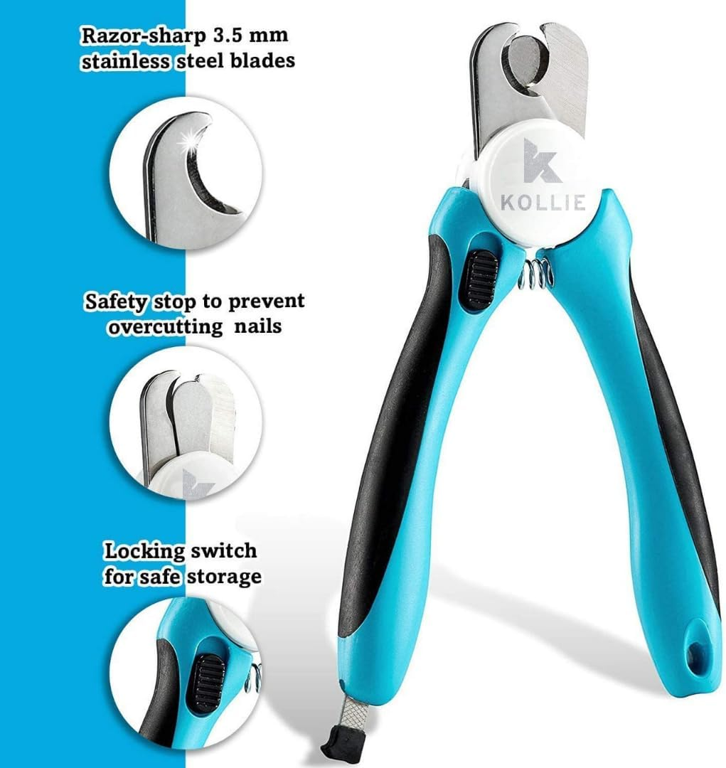 Kollie Dog Nail Clippers, Cat Nail Clippers, Stainless Steel Razor Sharp Blades, Dog Nail Trimmer, Safety Guard to Avoid over Cutting Nails, Heavy Duty Sturdy Dog Clipper, Non-Slip Handles, Dognail image number 3