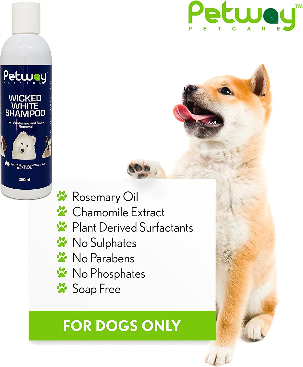 Petway Petcare Wicked White Whitening and Stain Removal Shampoo for Dogs with White Coat, Deep Cleanse to the Coat and Skin, Free of Phosphates and Parabens, Ph Balanced, Dog Shampoo Removes Stains, Dirt and Odor, 250Ml image number 5