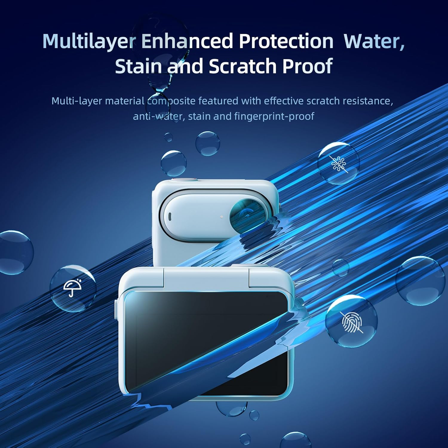 Debous Silicone Case Screen Protector for Insta360 GO 3 GO3, Soft Rubber Cover Protection LCD Lens Glass Screen Protective (Black)