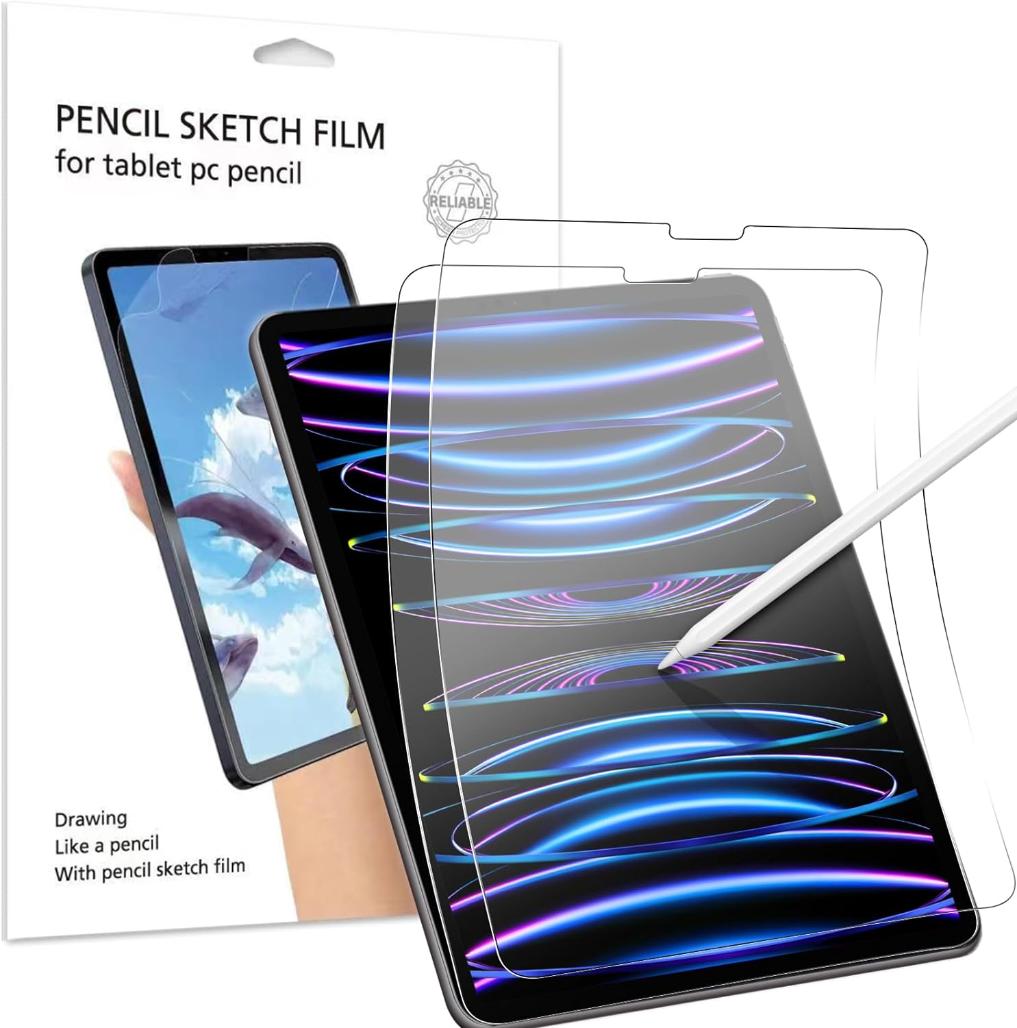 Avakot 2 Pack Paperfeel Screen Protector for Ipad Pro 12.9 Inch 2020 | Matte Drawing Film for Ipad 12.9 Screen Protector | Paperfeel Film for Ipad Pro12.9 Write/Draw like on Paper image number 1
