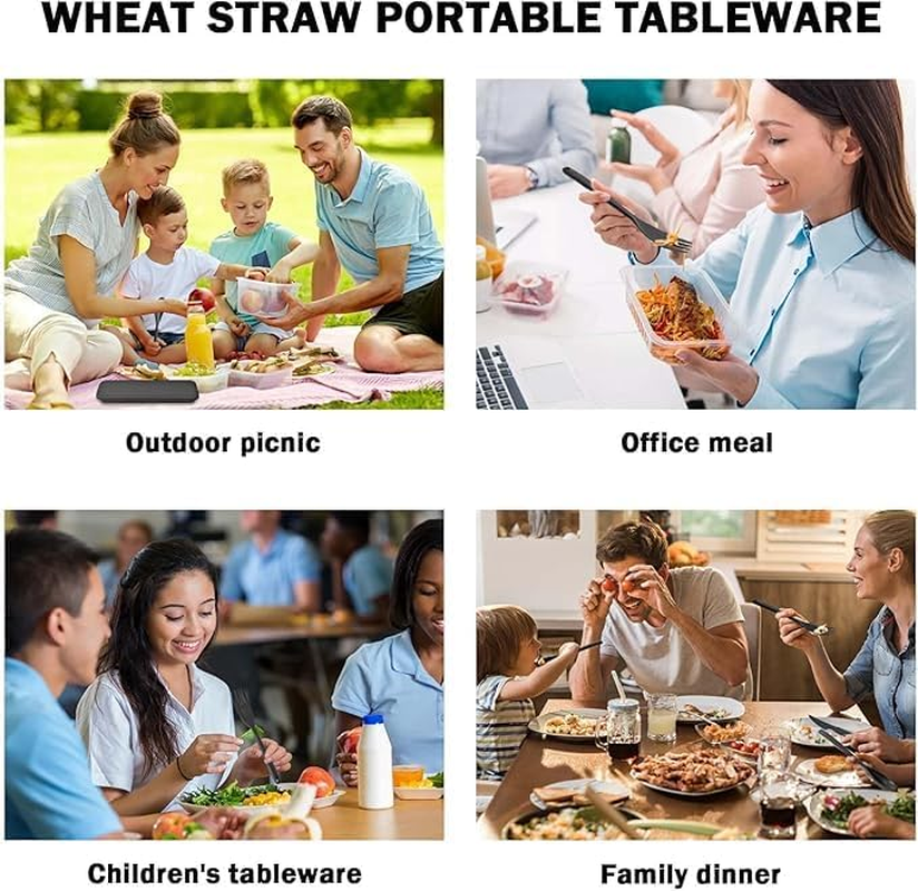 3 Set Portable Cutlery Set with Case Include Fork Spoon Chopsticks, Portable Travel Utensil Set, Reusable Stainless Steel Camping Utensils Set, Lunch Cutlery Set for Work School (Silver) image number 2