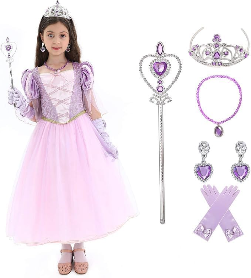 Lingway Toys Luxury Girls Princess Dress up Costumes,Rapunzel Cosplay Dress with Accessories image number 6