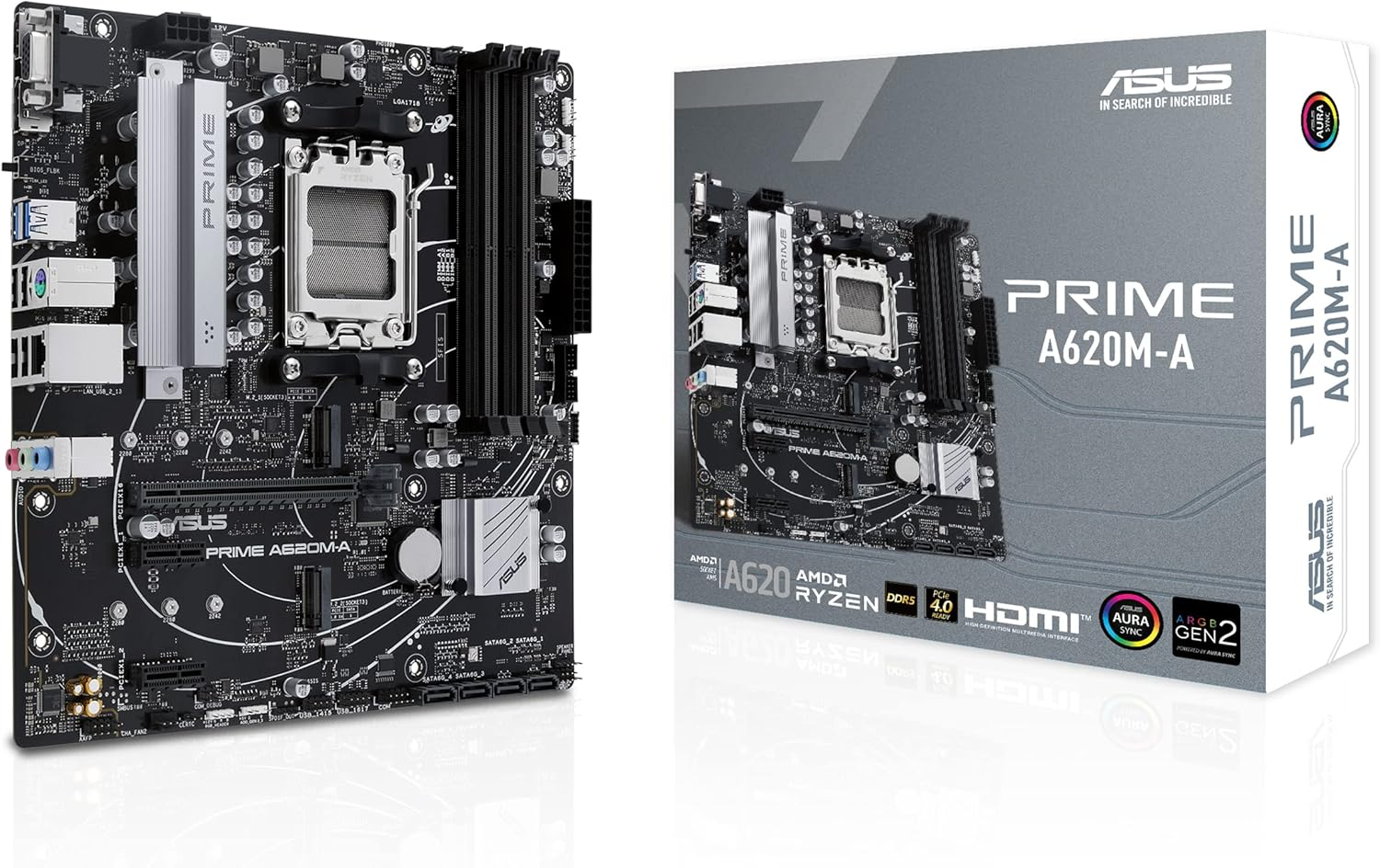 ASUS Prime A620M-A-CSM AMD Am5(Ryzen 7000) Matx Commercial Motherboard (Pcie 4.0, Ddr5,2Xm.2 Slots, 1Gb Lan,Displayport/Hdmi,Usb 3.2 Gen 1 Ports, Front USB Type-C, BIOS Flashback, RGB Header,Acce) image number 6