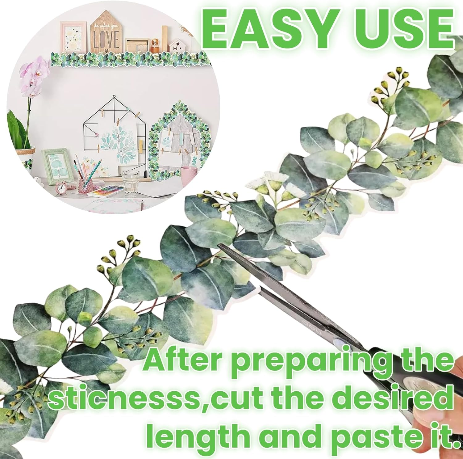 Display Borders for Classrooms,Display Board Borders,Eucalyptus Border Bulle-Tin Board,Bulle-Tin Board Border,Display Border Roll,Green Display Borders Classroom Decoration,Wall Decals Border image number 1