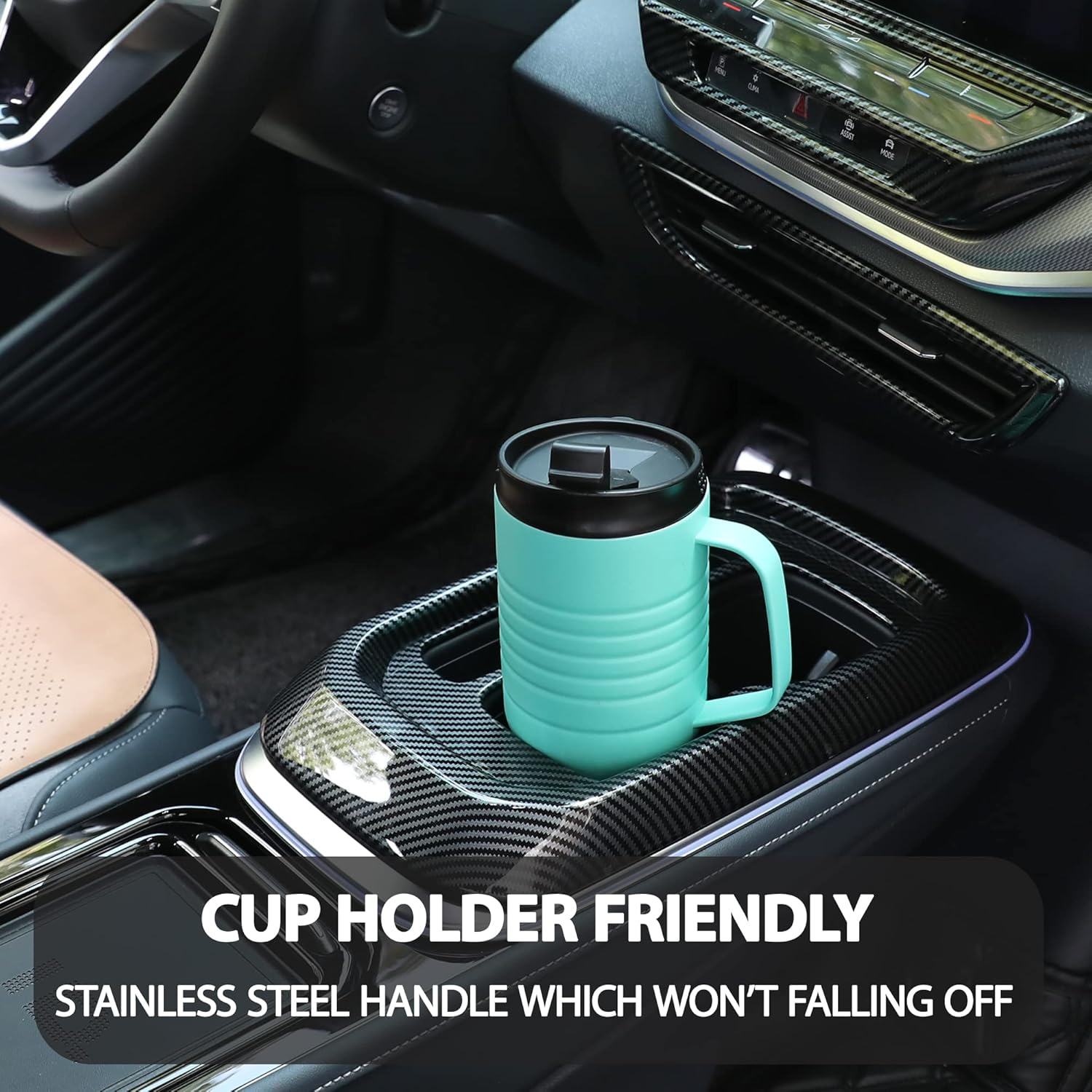 HAUSHOF 710Ml Insulated Coffee Cup with Handle, Stainless Steel Vacuum Insulated Tumbler, Double Wall Travel Mugs with Leakproof Lid, 24 Oz, BPA Free - Blue image number 6