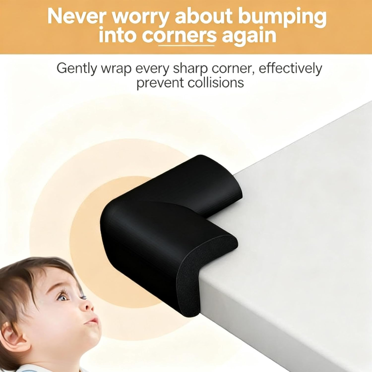 Chionwen 12 Packs Baby Safety Corner Guards (Black) - L-Shaped NBR Foam Corner Protector, Non-Toxic Soft Bumpers for Table, Desk, Sofa Baby Proofing, Easy Installation with Adhesive Tape image number 3