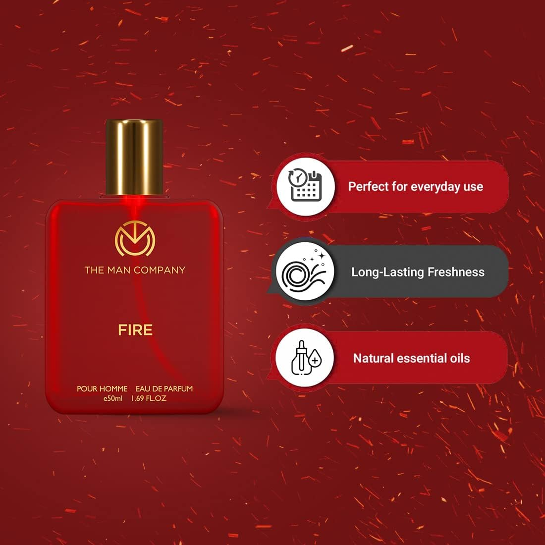 The Man Company Fire EDP - 50Ml | Perfume Spray for Men'S | Premium Long Lasting Fragrance | Fresh, Floral & Woody | image number 3