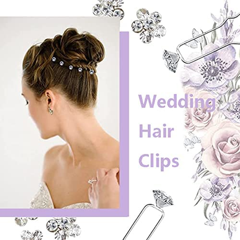 40 Pack Bridal Wedding Hair Pins Rhinestone Hair Clips Accessorie U Shaped Hair Clips Crystal Hair Pins Wedding Hair Accessories for Women and Girls image number 3