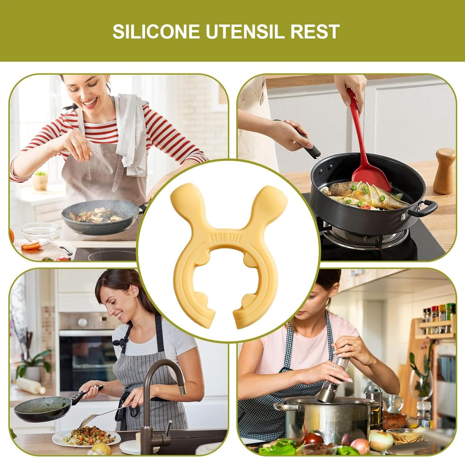 Pot Clip Spoon Rest, Silicone Ladle Rack, Decorative Spatula Spoon Stand for Home Cooking Camping Picnic Rv Restaurant Baking image number 4