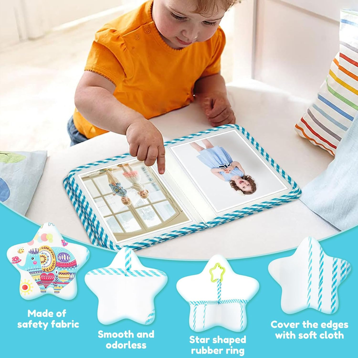 My First Photo Album for Baby, Soft Photo Cloth Book for Baby Holds 17 4X6 Photos,Toddler Photo Album with Safety Mirror,Soft Cloth Photo Book for Memory Album Show image number 3