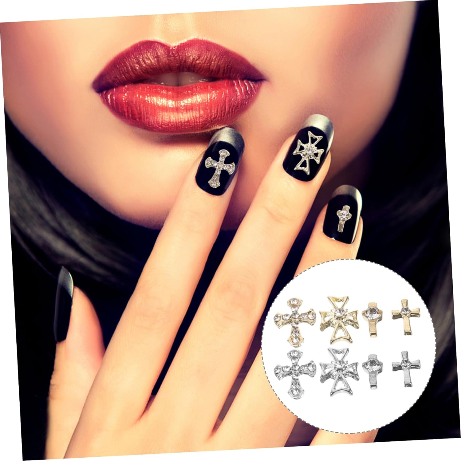 PLAFOPE 80Pcs Cross Nail Charms Nail Gems Alloy Cross Charms for Stylish for Home and Professional Use image number 6