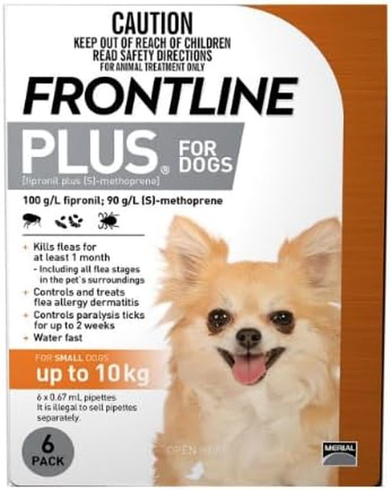 FRONTLINEPLUS for Small Dogs up to 10Kg Orange 6 Pipettes