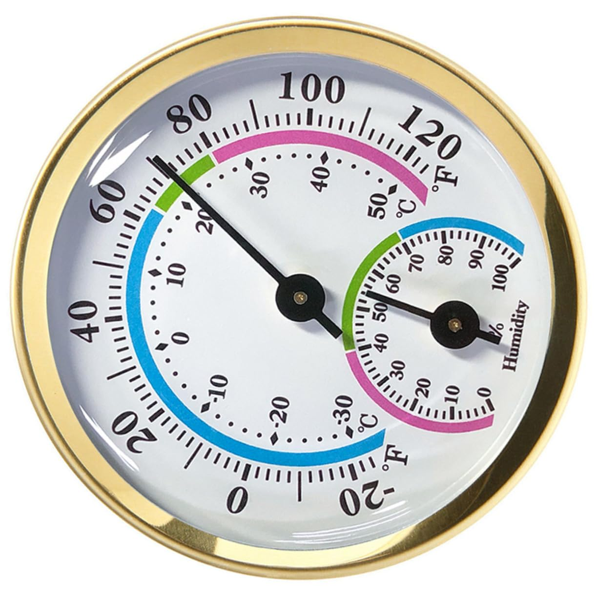 Balacoo 57Mm Mini Indoor Outdoor Thermometer Hygrometer Wall Temperature and Humidity Gauge No Battery Gold for Home and Office image number 4