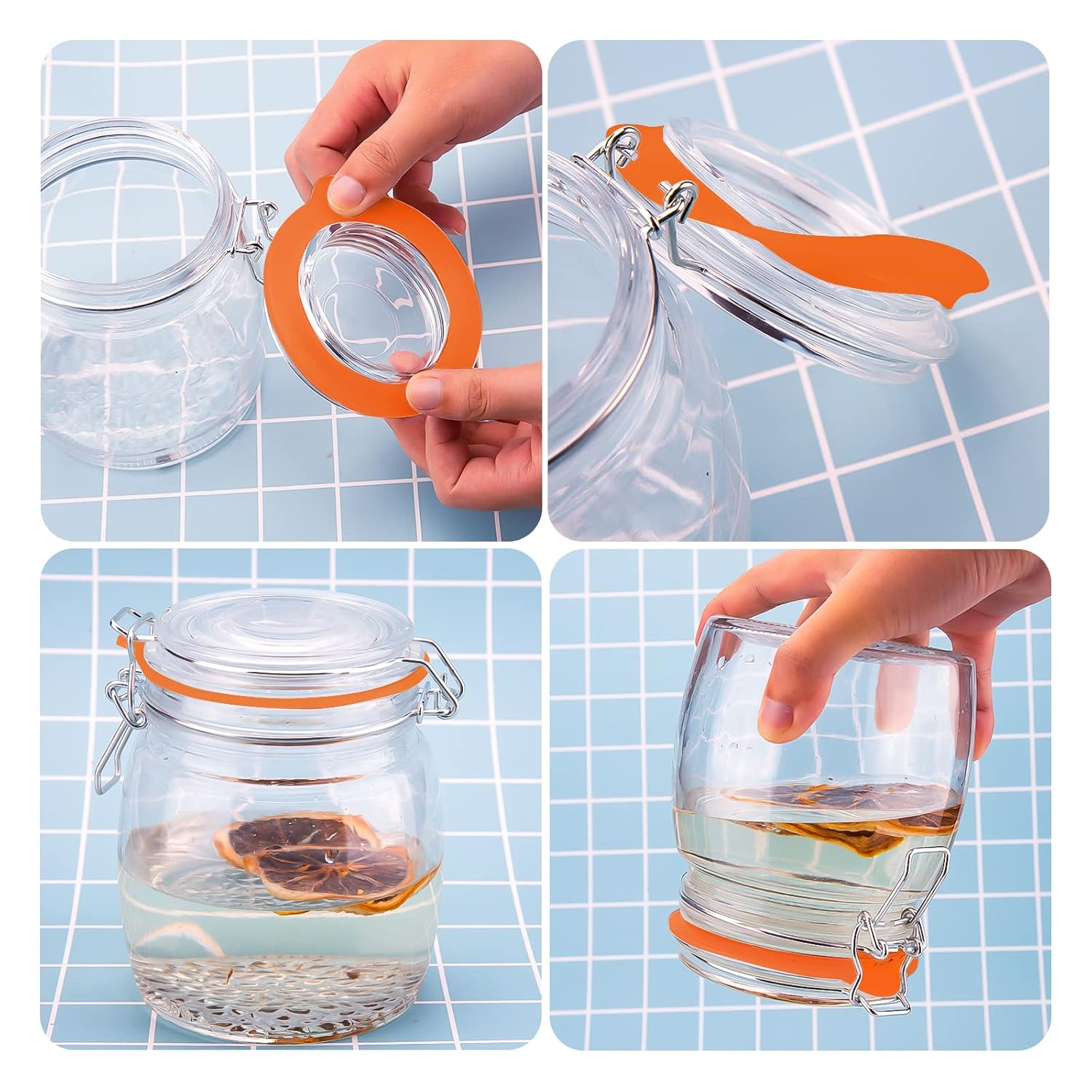 KINBOM 6Pcs Silicone Replacement Gasket Seals, Mason Jar Rubber Seals Sealing Ring Silicone Gaskets for Storage Jars Glass Sealed Cans (3.7Inch Outer Diameter, 2.7Inch Inner Diameter) image number 1