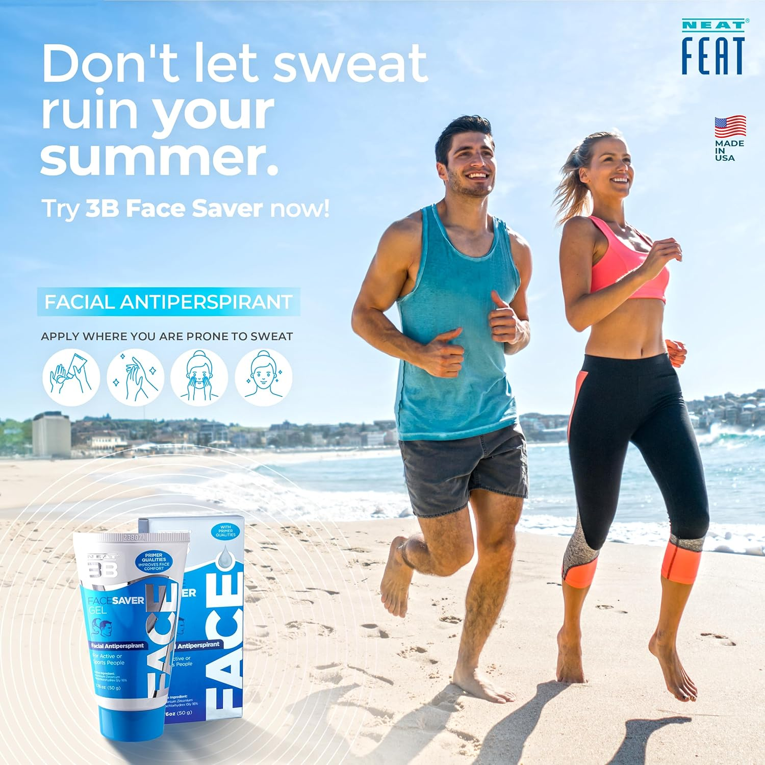 Neat Feat 3B Face Saver Antiperspirant Gel for Facial Perspiration and Shine, 1.76 Fluid Ounces image number 5