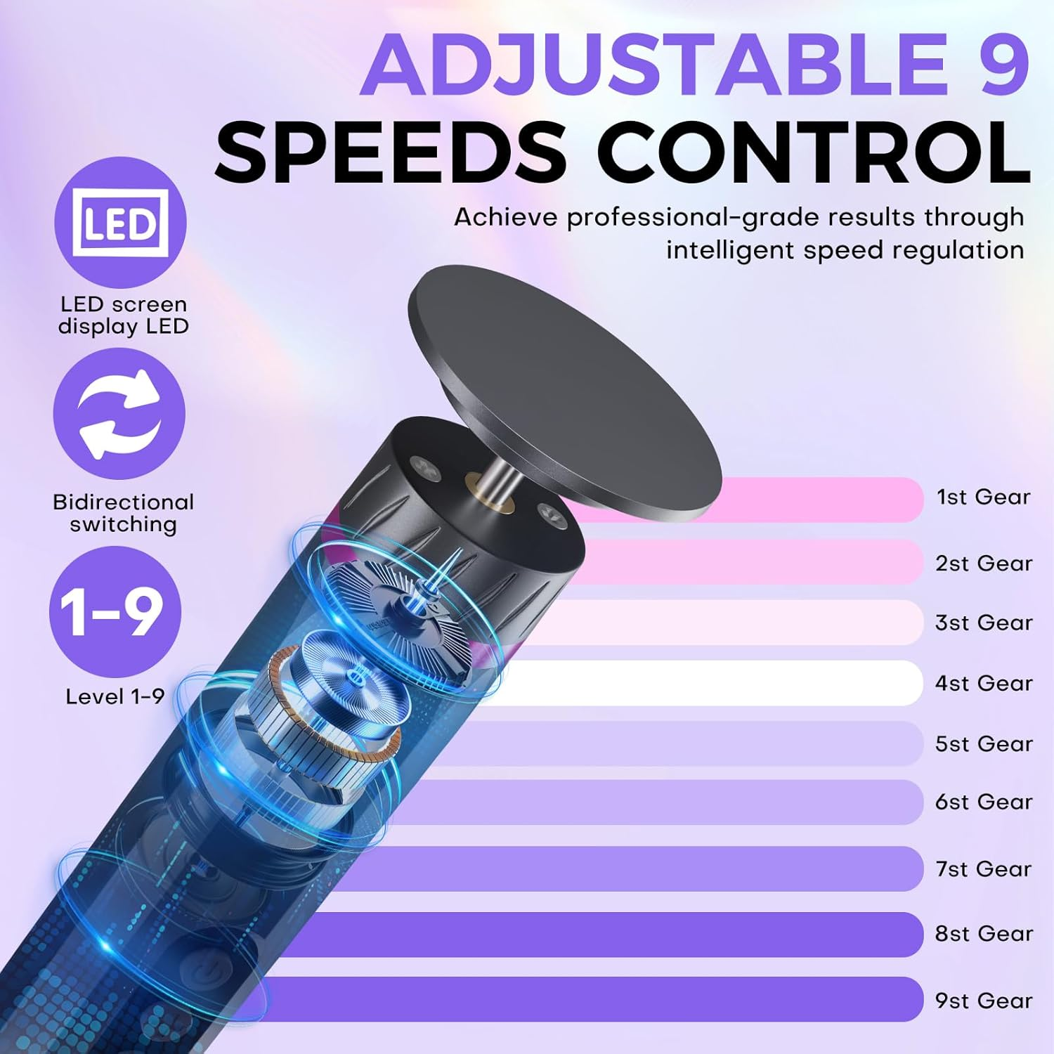 2 in 1 Electric Foot File, 9 Speed Adjustable Foot Callus Remover & Nail Grinder, with 40Pcs Sandpaper Discs, Electric Foot Hard Skin Remover for Feet Care Exfoliator (Grey) image number 1