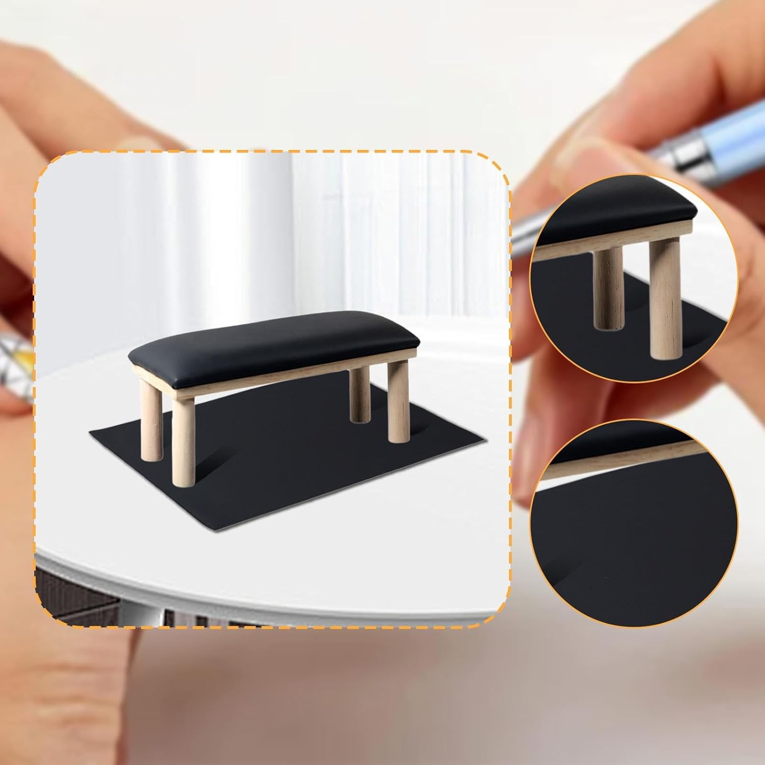 Perfeclan Nail Arm Rest Cushion Hand Pillow Manicurist PU Leather Tools Nail Art Equipment Home Stylish Nail Armrest Manicure Hand Rest, Black image number 5