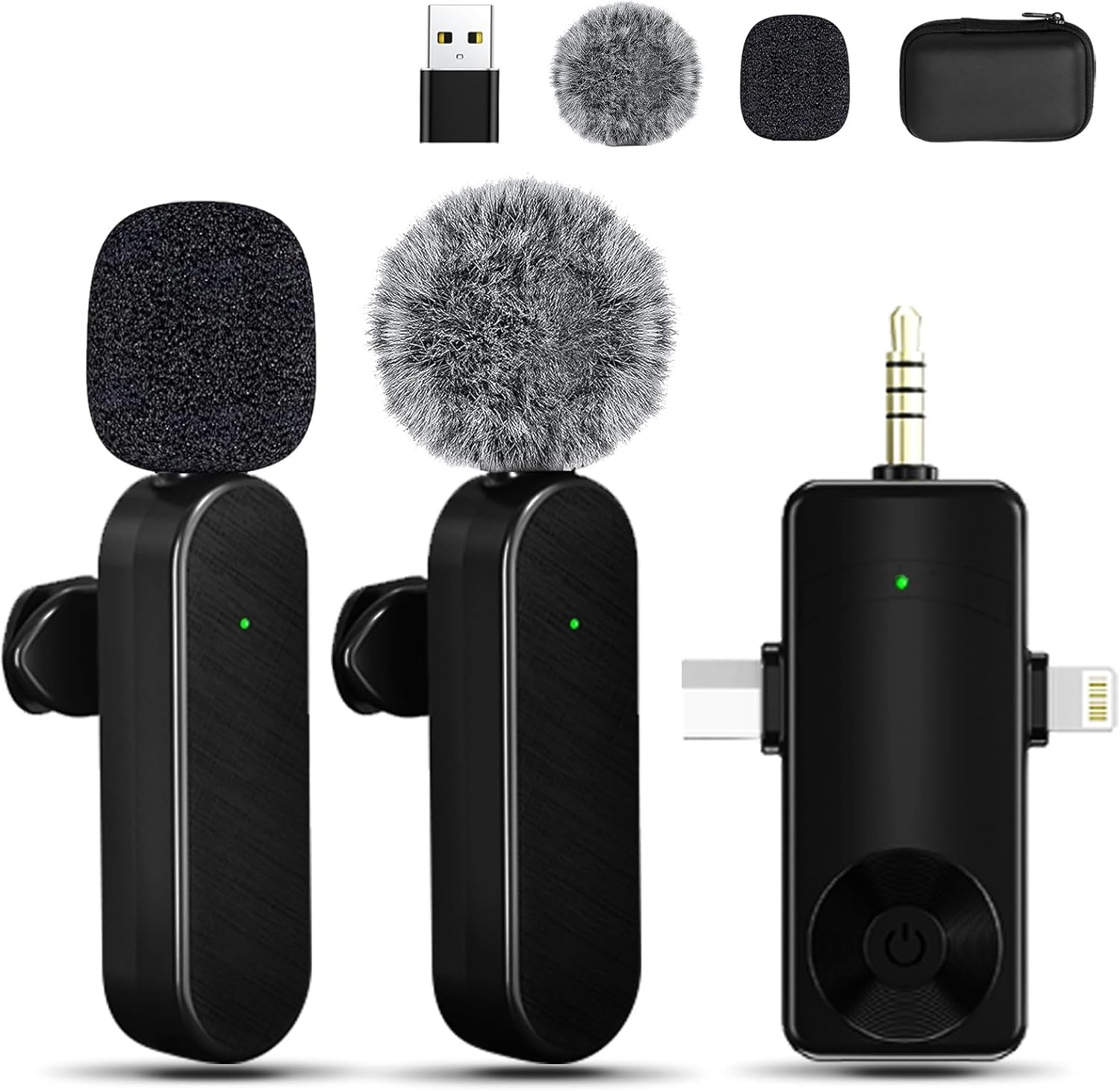 Ominoral Mini Microphone for Iphone Android Camera Ipad USB-C, 4 in 1 Professional Wireless Lavalier Lapel Microphone for Recording, Live Stream, Youtube, Facebook, Tiktok, Vlog (2 Pcs) image number 1