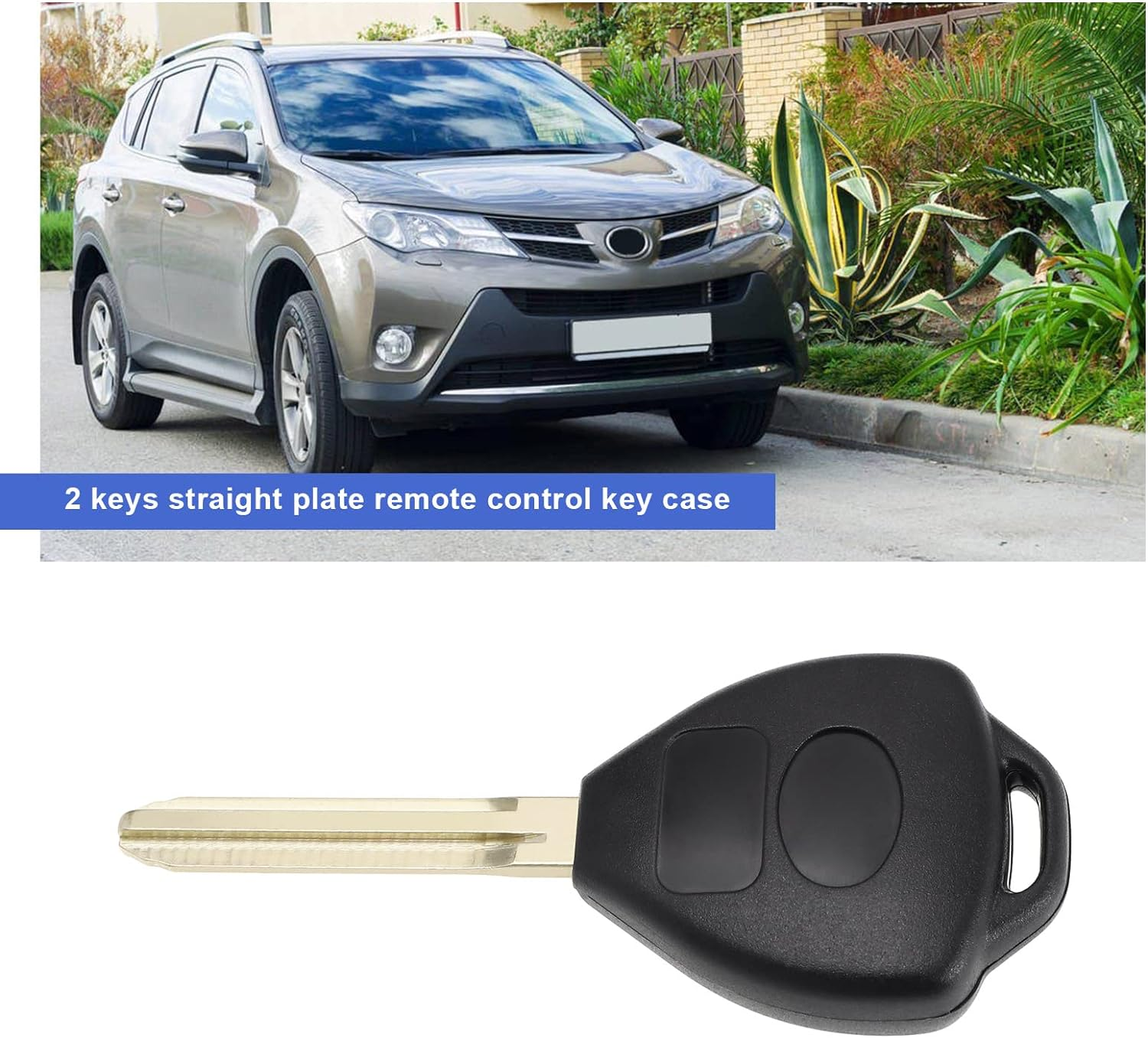 Ecsing 2PCS Car Key Case with Uncut Key Blade Compatible with RAV4 Auris Corolla Hilux Avensis 2 Button Key Fob Shell Housing Replacement Key Cover image number 6