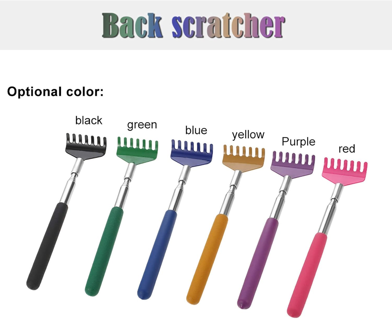 LAPOOH Telescopic Back Scratcher Massager Metal Compact Extendable 5 Section 20-68Cm Blue image number 5