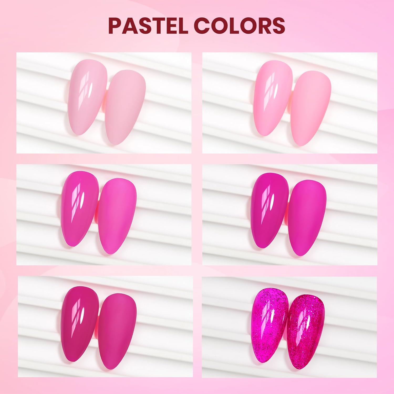 SUPWEE Pink Regular Nail Polish Set, Quick Dry Classic 6 Colors Popular Pink Glitter Easily DIY Stunning Manicure Salon at Home Women - Nude Color image number 5