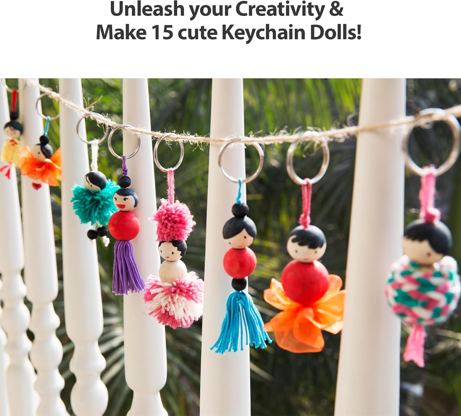 Chalk and Chuckles Keychain Dolls - Art and Craft Kit for Girls 9-12, Make 15 Keychains, DIY Creative Toys for Kids, Girls Age 8+ Year Old and Up, Adults image number 3
