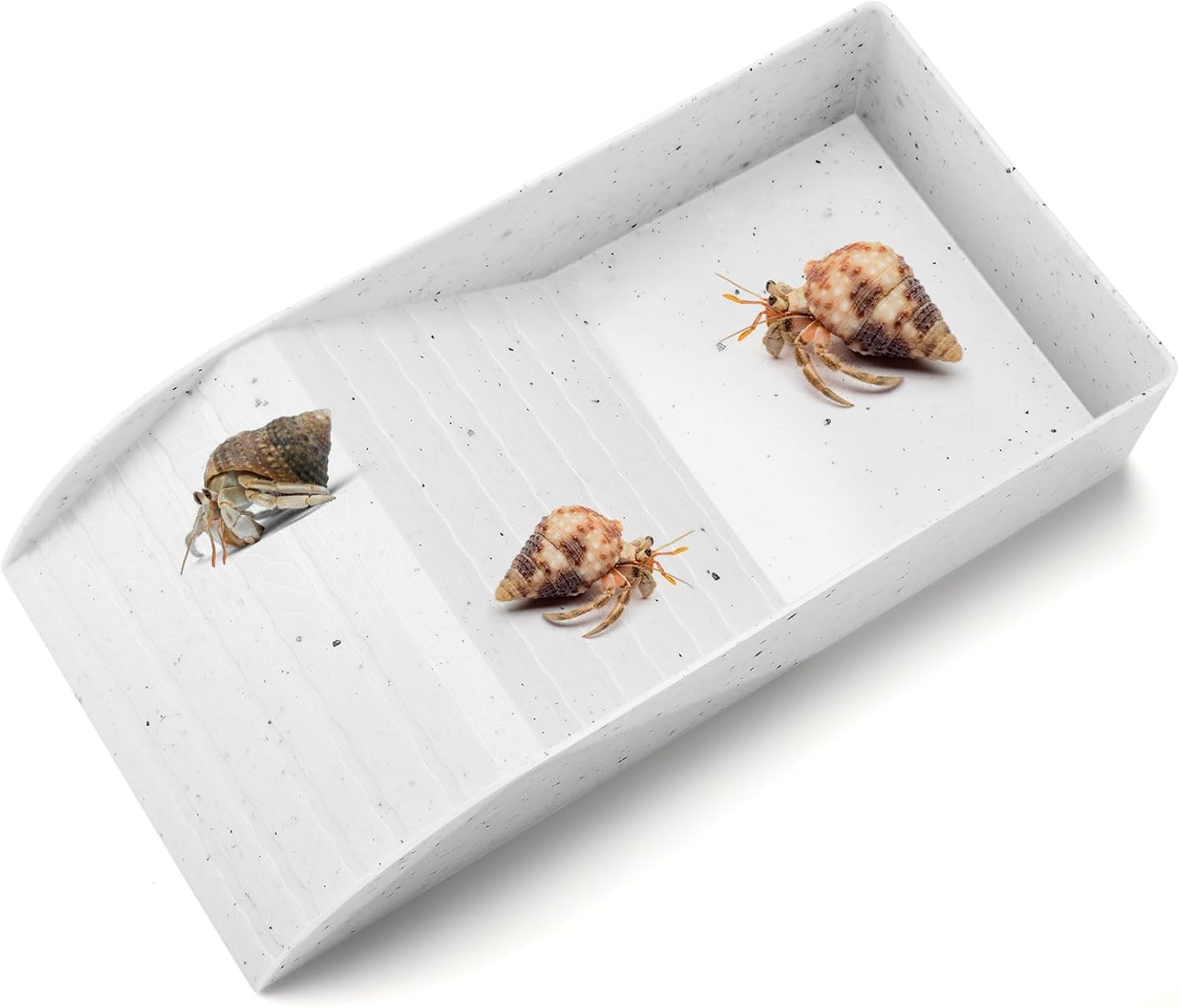 Ziliny Hermit Crab Water Tank with Climbing Ramp Large Reptile Climbing Toy Tortoise Habitat Accessories Turtle Basking Platform Aquarium Pool Supplies for Small and Medium Amphibians, Light Gray