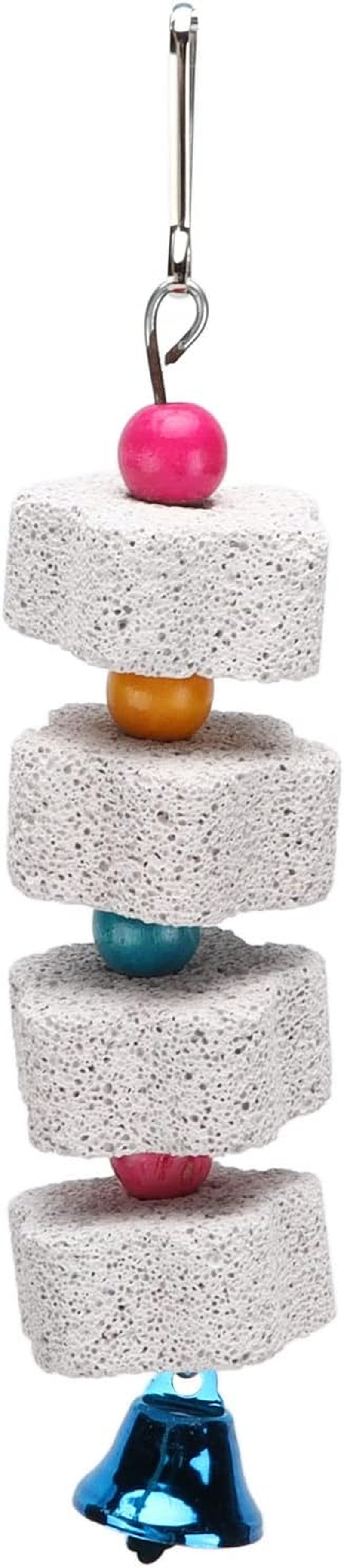AKLOSIPY Bird Chewing Toys for Small Birds, Hamsters - S Beak Grinding with F Bell & Mineral Block, Ideal for Cockatiels, Budgies, Parakeets image number 2