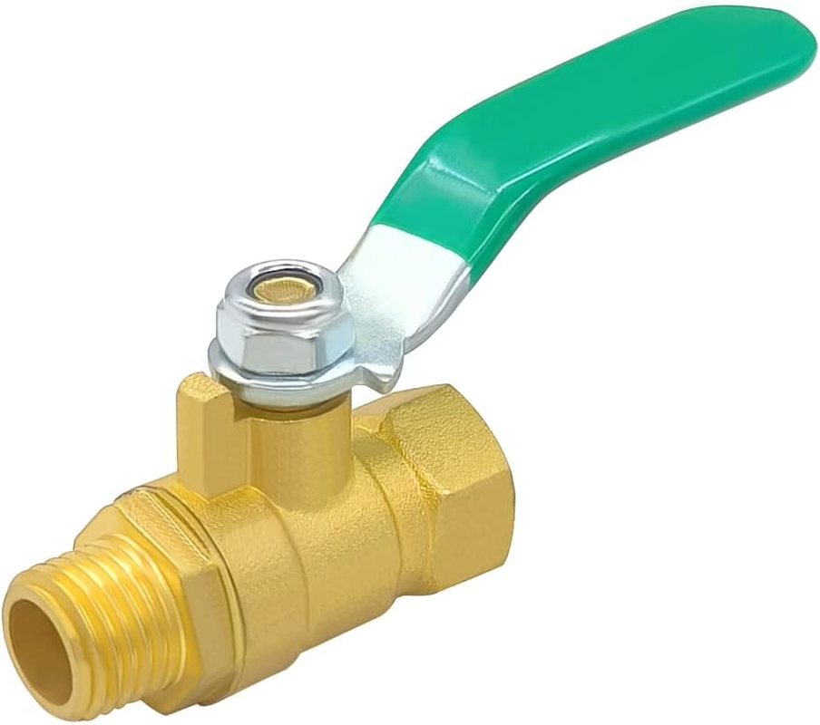 Hooshing 2PCS 1/4" Brass Ball Valve Shut off Switch Air Compressor Valve 1/4 Inch NPT Male and Female Pipe Fitting image number 2