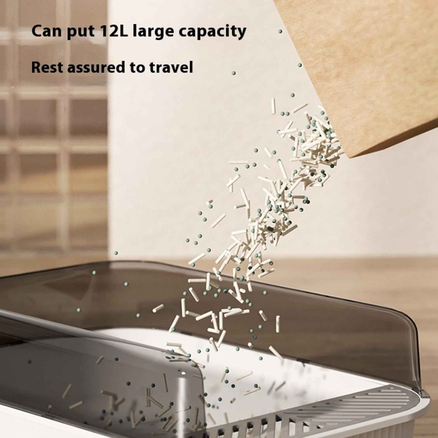 Open Top Cat Litter Box, Anti-Splashing Large Cat Litter Pan, Semi-Closed Removable Cat Cleaning Basin Kitten Toilet with Litter Sifting Scoop and Sides for Small & Medium Size Pets (Herb Green) image number 5