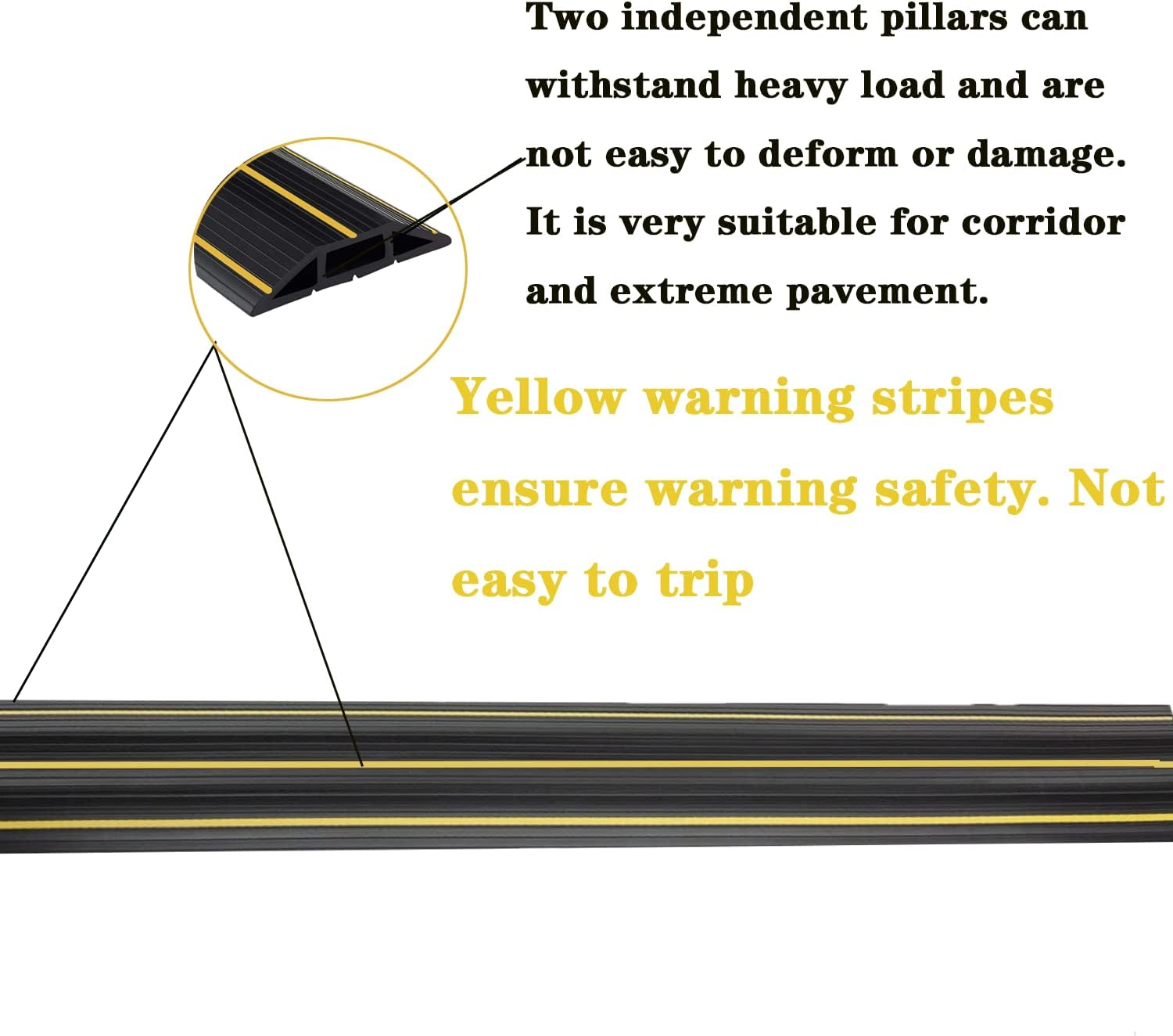 Adyawen 6.5FT Cable Protector Cord Cover for Floor, Heavy Duty PVC Duct Easy to Unroll, Prevent Trip Hazard for Home Office or Outdoor Settings, Black image number 3