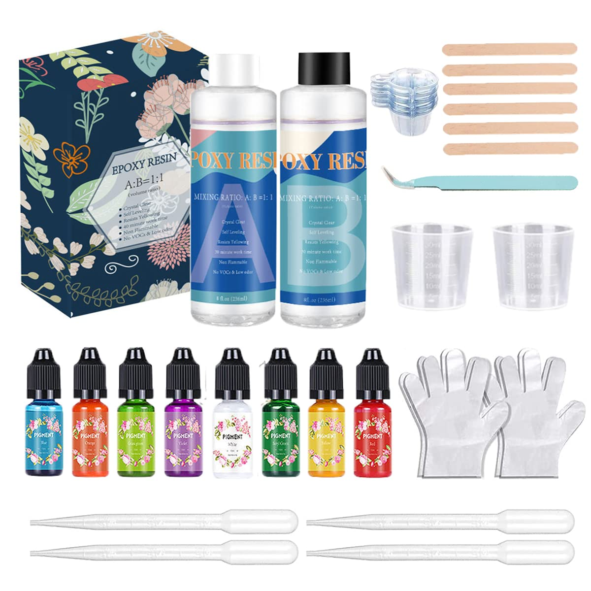 Epoxy Resin Kit, for Art, Jewelry, Crafts, Keychain - Including Crystal Clear, Odor Free, High Gloss, Bubble Free, Premium Quality, Easy Casting, Craft Resin (A500Ml/16.9Fl.Oz+B500Ml/16.9Fl.Oz) image number 6