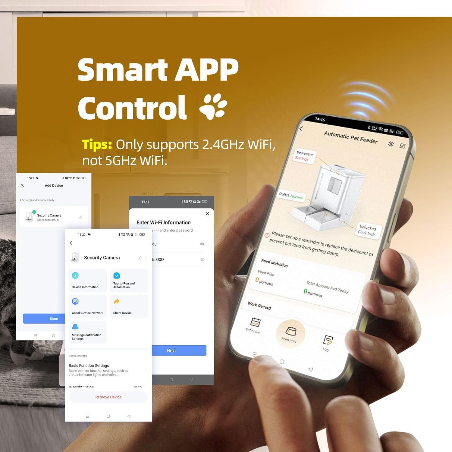 Pet Scene Automatic Pet Feeder Waterer Set, Wifi Smart Dog Cat Feeding Drinker with App Control Timed Voice Recorder, 5L Food & 4L Water Dispenser Capacity image number 6