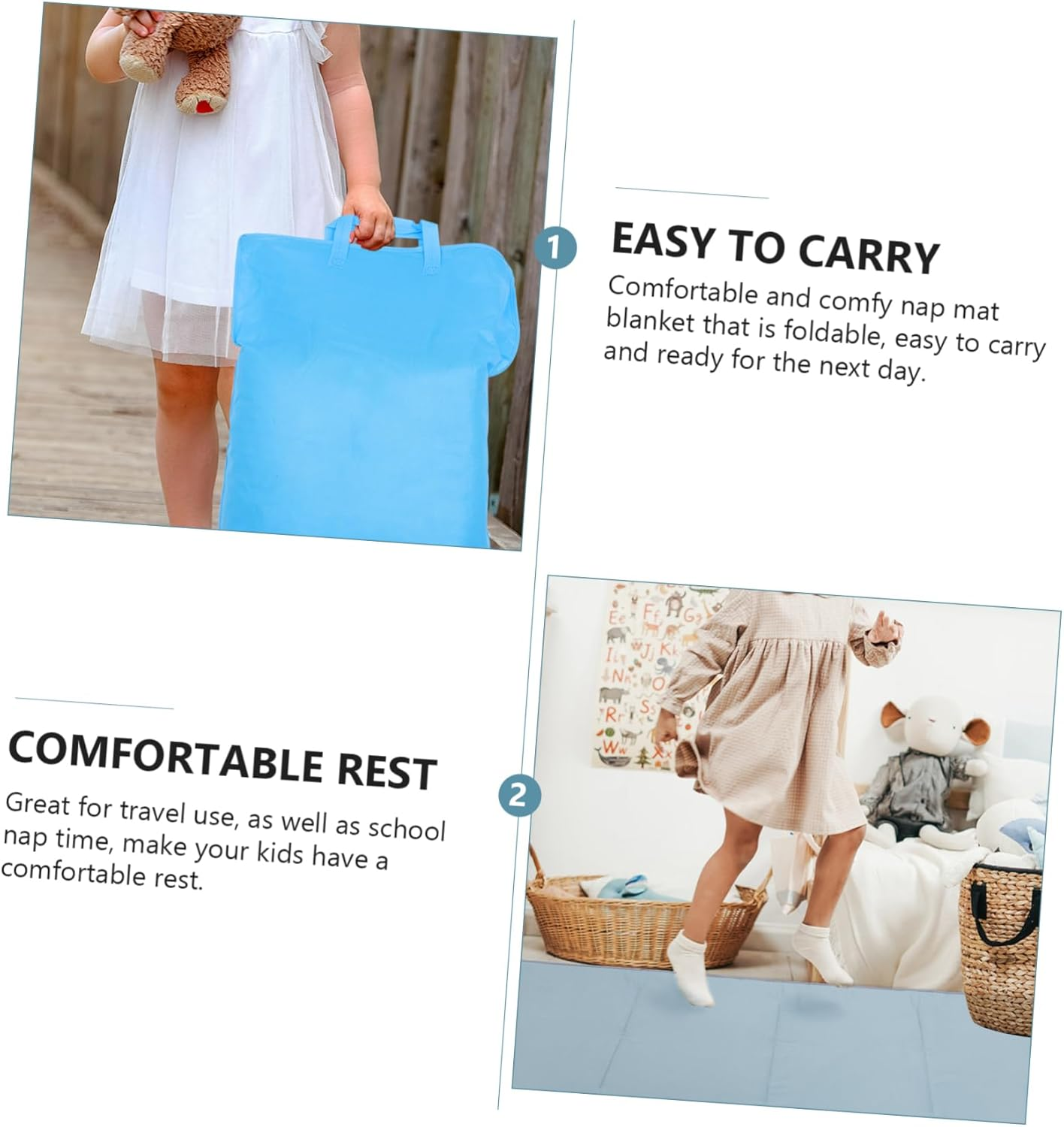 Totority Blanket Boys and Girls Sleep Mat Lightweight Nap Mat Moisture-Proof Pad for Preschool Kindergarten