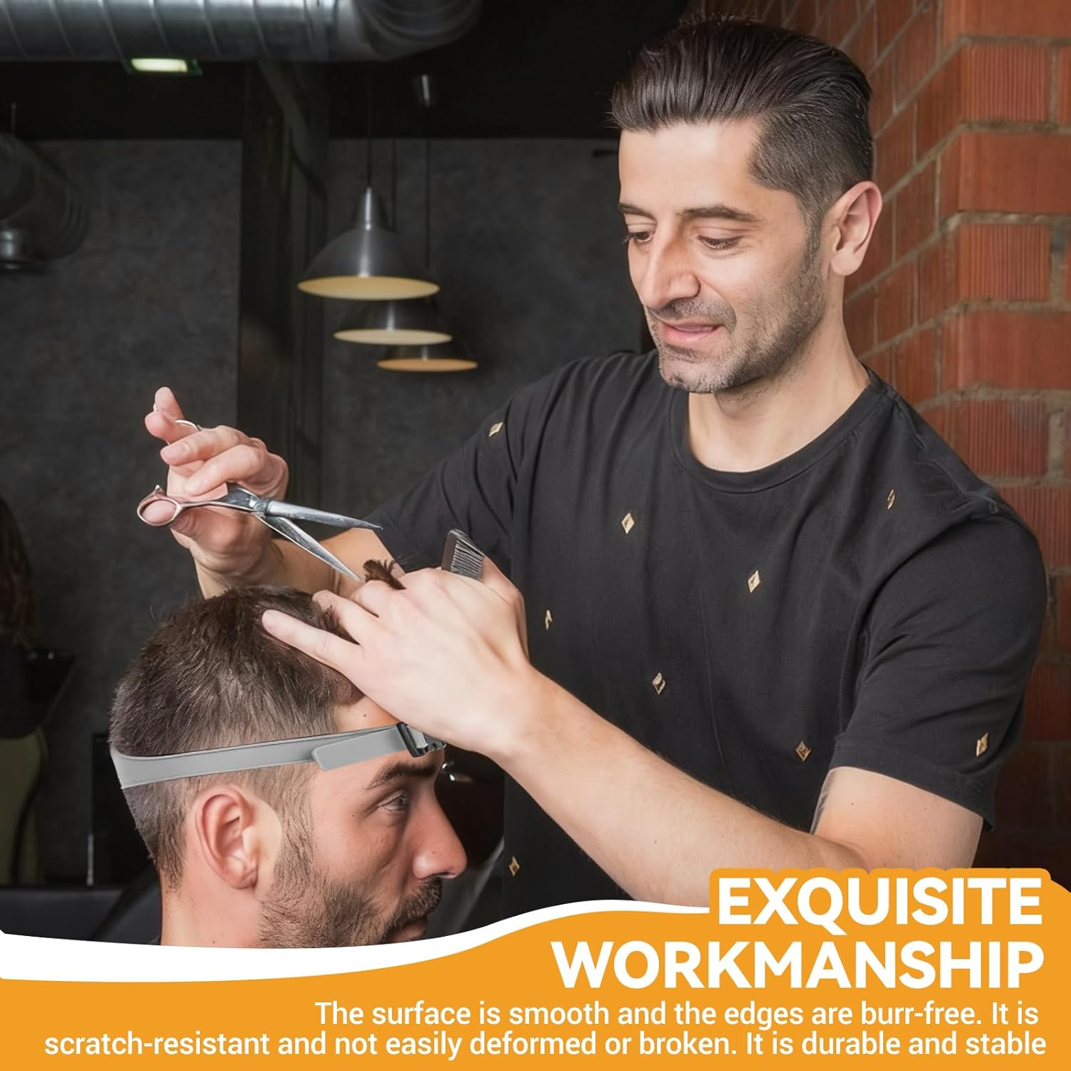 Set of 4 Hair Cutting Aid, Hair Cutting Comb for Men Set Hair Cutting Stencil Silicone Barber Comb Adjustable Hair Cutting Aid for Hair Cutting Yourself image number 1