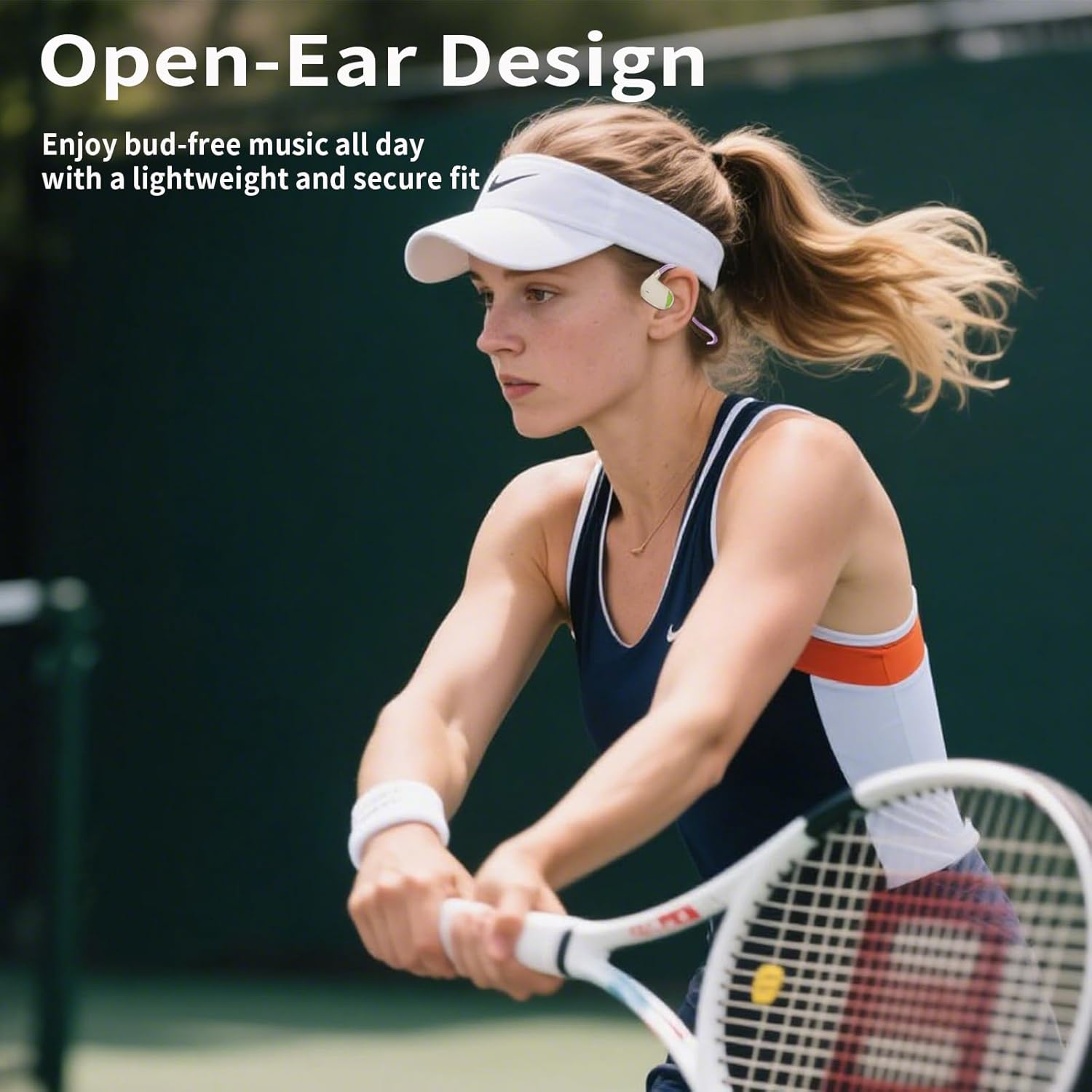 EJEAS X3 Air Conduction Sport Headphones, Bluetooth 5.3 Open-Ear Wireless Headphones with Night Running Light, Suitable for Night Running, Cycling, Sports (Purple) - Green image number 5