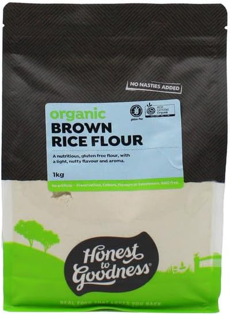Honest to Goodness, Organic Brown Rice Flour, 1 Kilogram - Fine in Texture, Nutty and Earthier Flavour and Naturally Gluten Free! an Excellent Alternative Flour. image number 2
