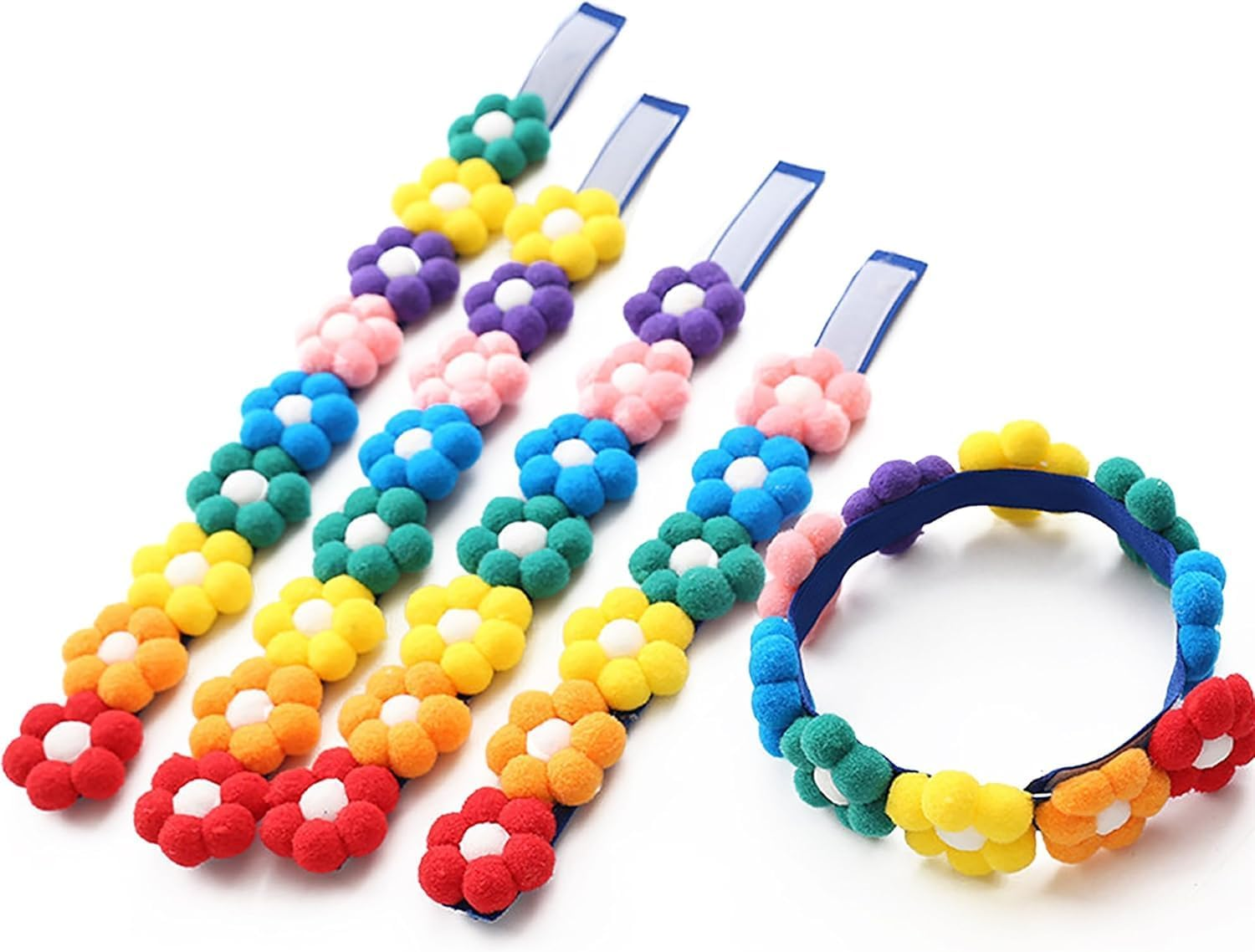 6 Color Matching Dog Collars Adjustable Pet Rainbow Flower Collar Accessories Suitable for Small Medium Large Dog Holiday Decoration Ideal (Multiple Colors, L) image number 5