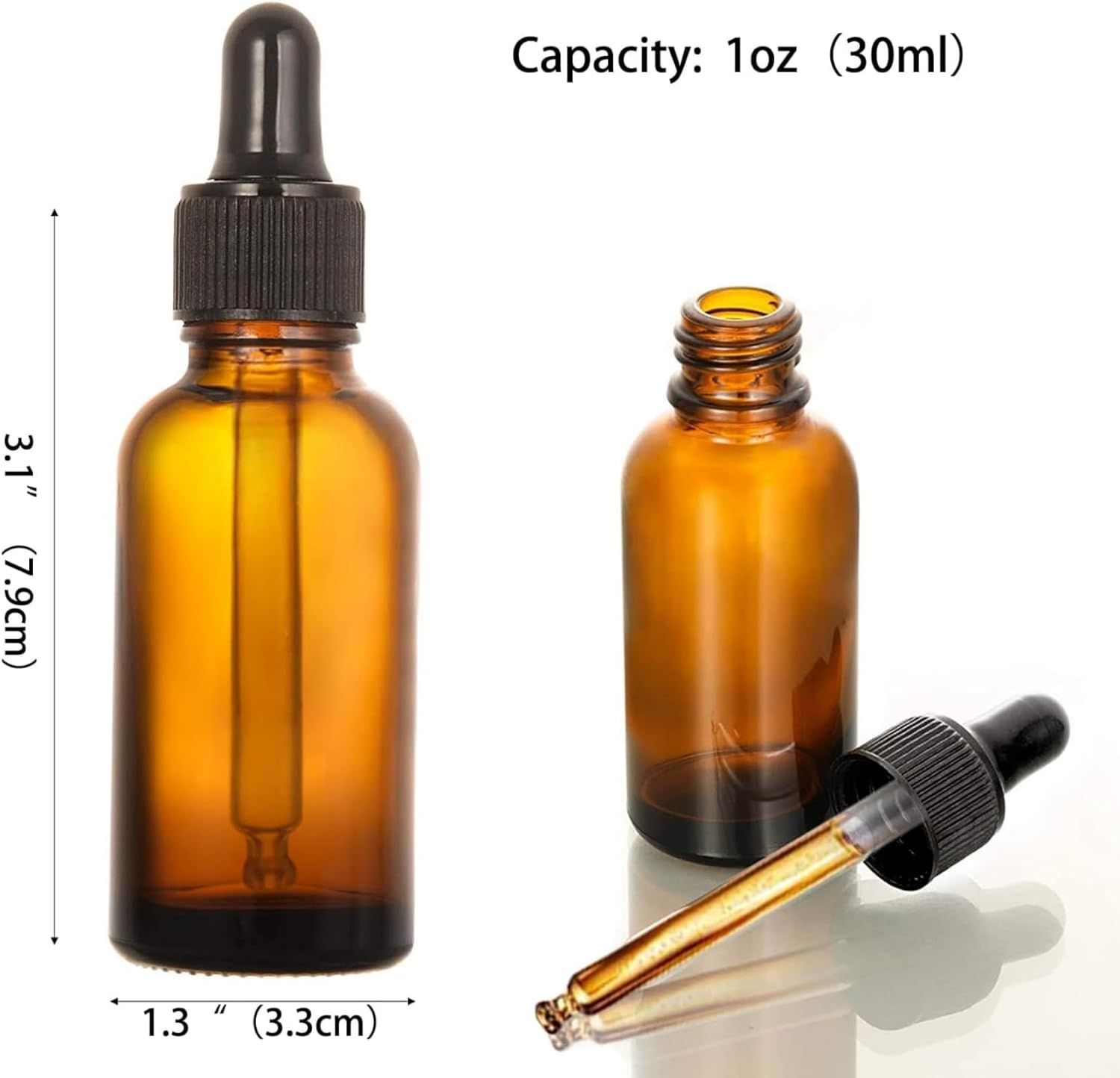 TAVVKE 10 Pack Amber Glass Dropper Bottles - 30Ml / 1Oz Refillable Bottles with Eye Dropper Pipettes - Empty Tincture Bottles for Essential Oil Blends, Perfumes, Aromatherapy and Chemistry Lab image number 6