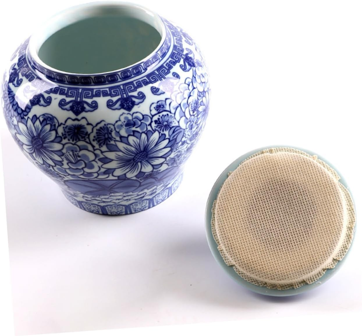 VINTORKY Blue and White Porcelain Tea Canister, Ceramic Storage Jar with Airtight Seal, Household Kitchen Canister for Loose Leaf Tea Storage, Delicate Home Accessory image number 4