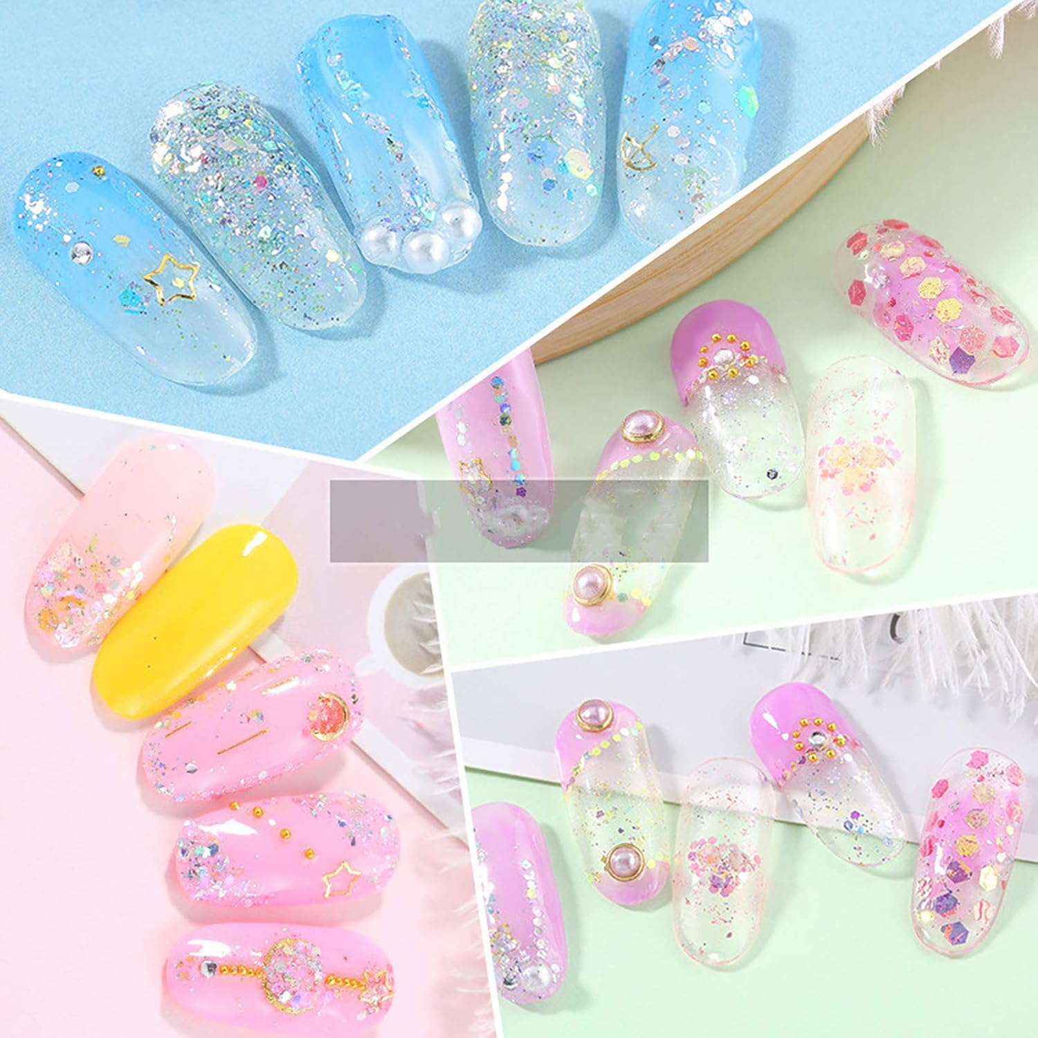 1 Set Iridescent Sequins Nail Glitter Mixed Nail Sequin Jewelry image number 5