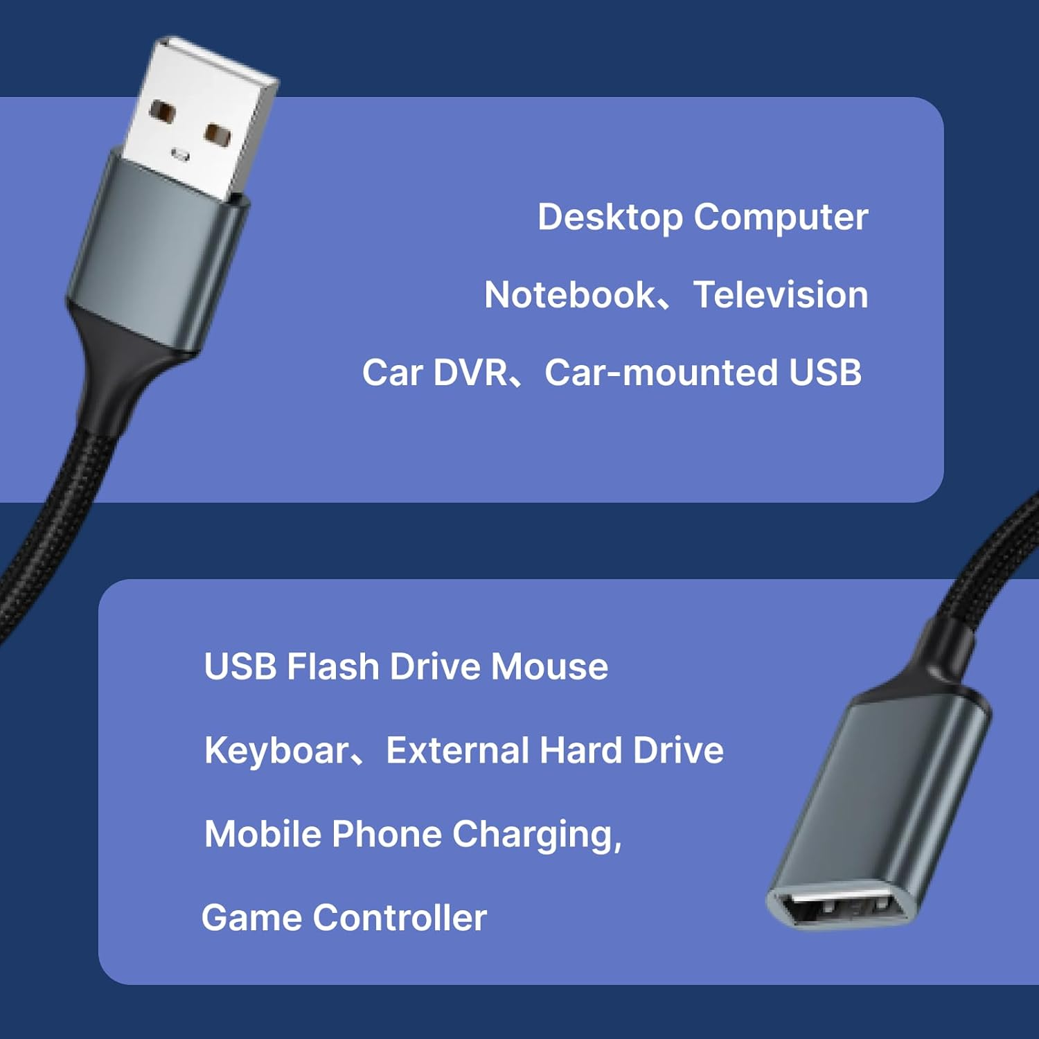 USB 3.0 Extension Cable 2M Type a Male to Female Braided Extender Cord for Fast Charging & 5Gbps Data Transfer, Compatible with Keyboards, Mice, Hubs, Flash Drives, Hard Drives, Printers, VR & More image number 2