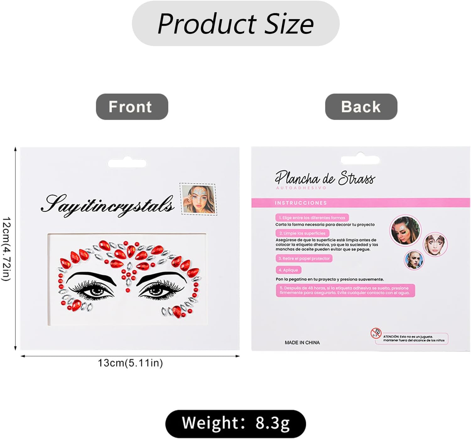 Xlihdzum 10 PCS Mermaid Face Gems Glitter,Rhinestone Rave Festival Face Stickers Jewels, Crystals Face Stickers for Eyes Face Body - Ideal for Creating a Stylish Bindi image number 3