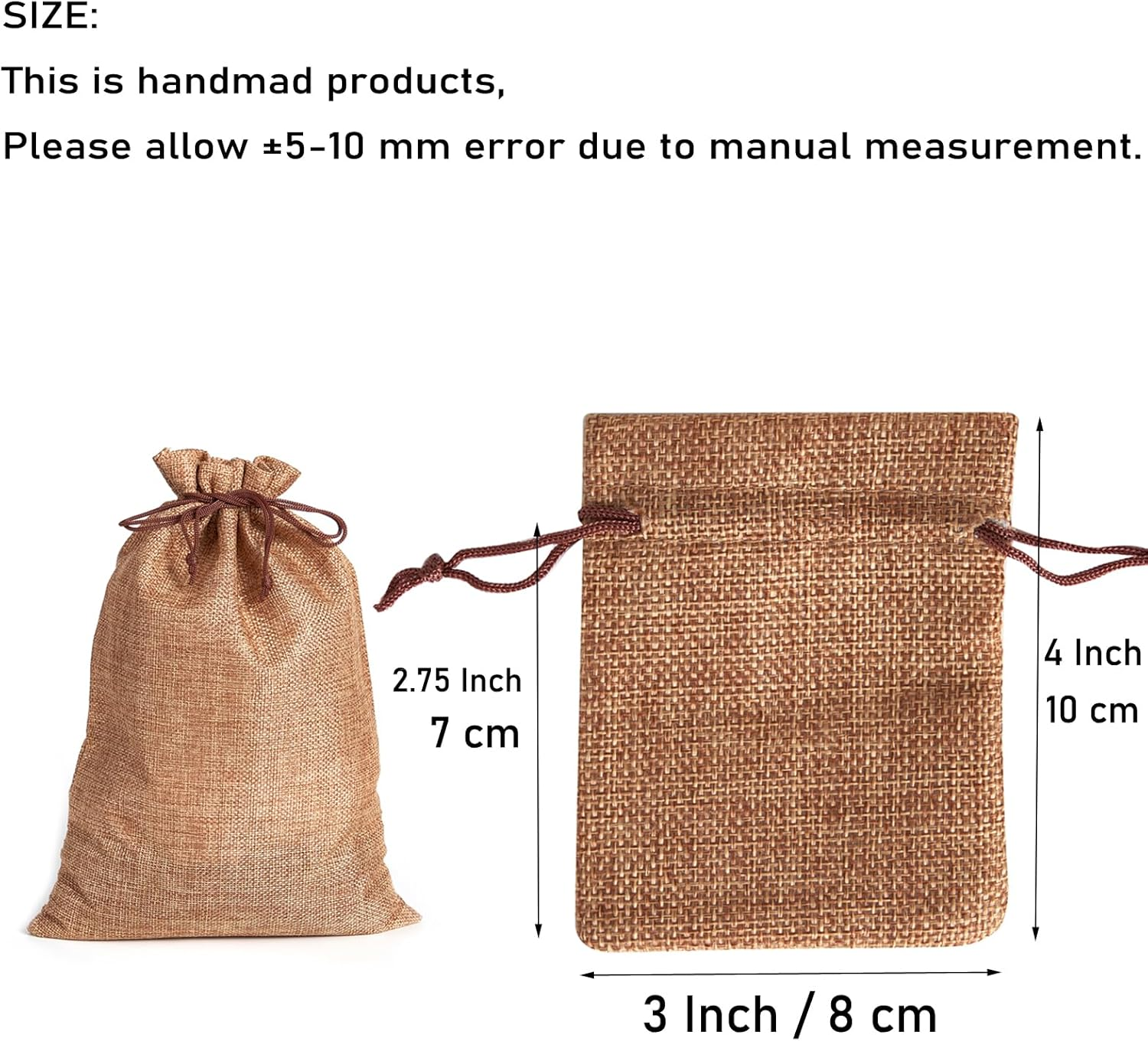 Tendwarm 20 Pcs 3X4 Inch Linen Burlap Bags with Drawstring Reusable Jewelry Pouches Craft Gift Bags for Christmas image number 3