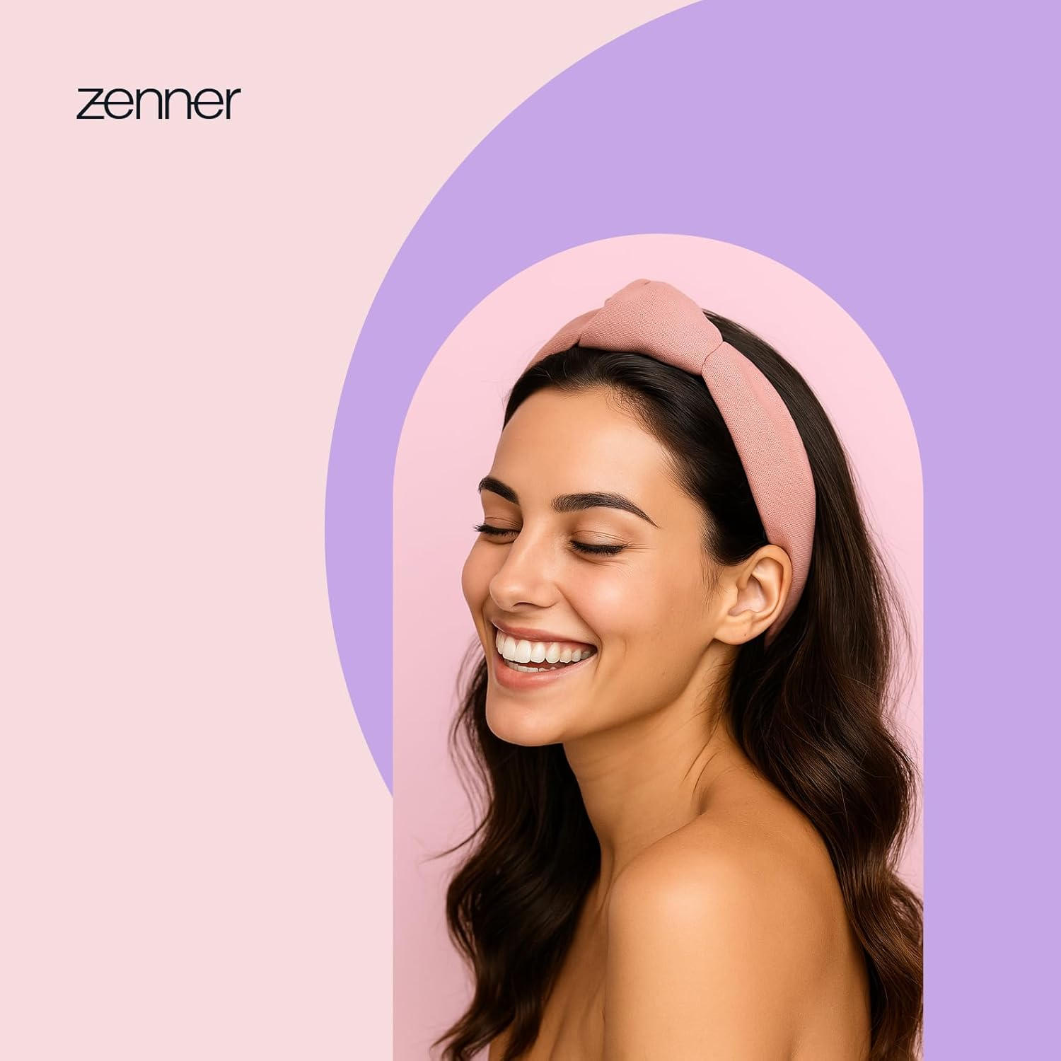 Zenner Knotted Headband Pink - Soft Twist Headband Made of Lightweight Fabric - Comfortable Fit for Everyday Use - Textured Detail for Stylish Looks image number 4