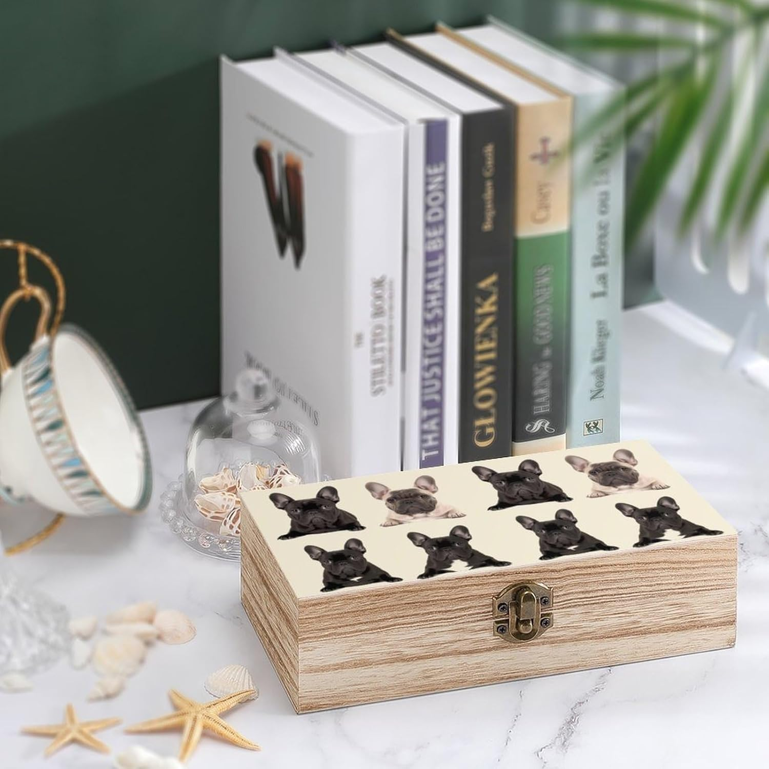 French Bulldog Wooden Box Wood Wedding Keepsake Boxes with Lids Small Decorative Boxes Lightweight Wooden Memory Storage Box for Crafts Keepsakes Jewelry Photo Letter Storage image number 6