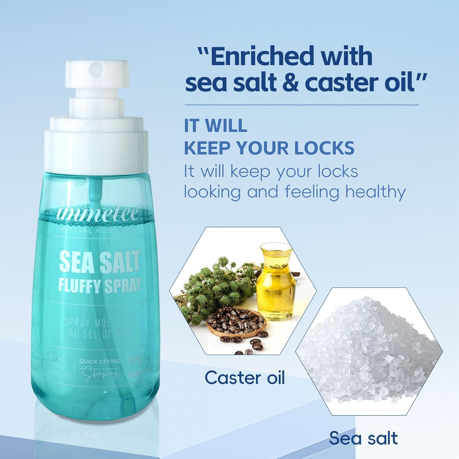 Immetee Hair Volumizing Spray, Double the Hair Volume, Keep Your Hair Soft & Fluffy All Day Long, Spray Volume Texture Styling for Men and Women 100Ml/3.38 Fl Oz image number 4